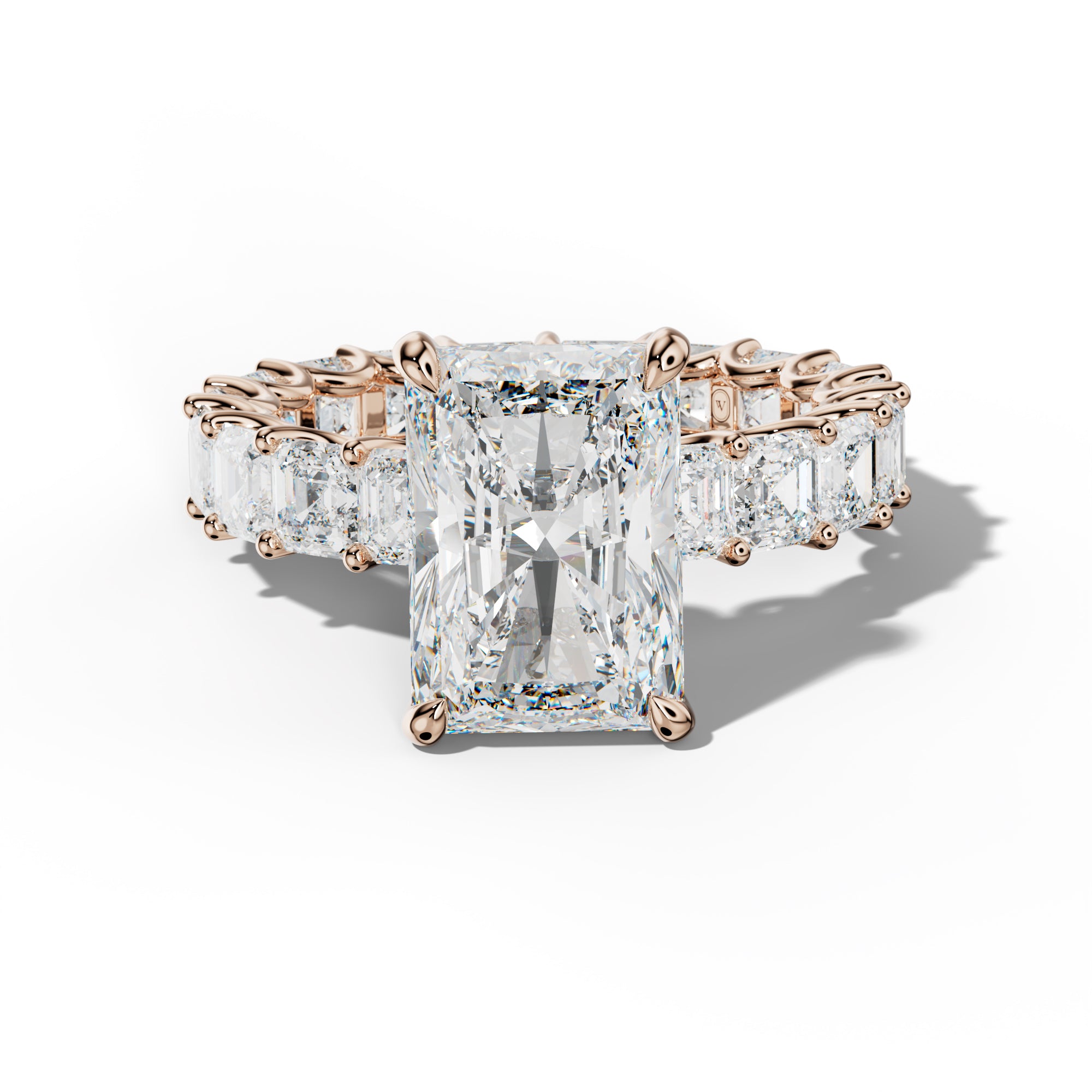 Aisha Radiant Diamond Engagement Ring With Asscher Side Stones