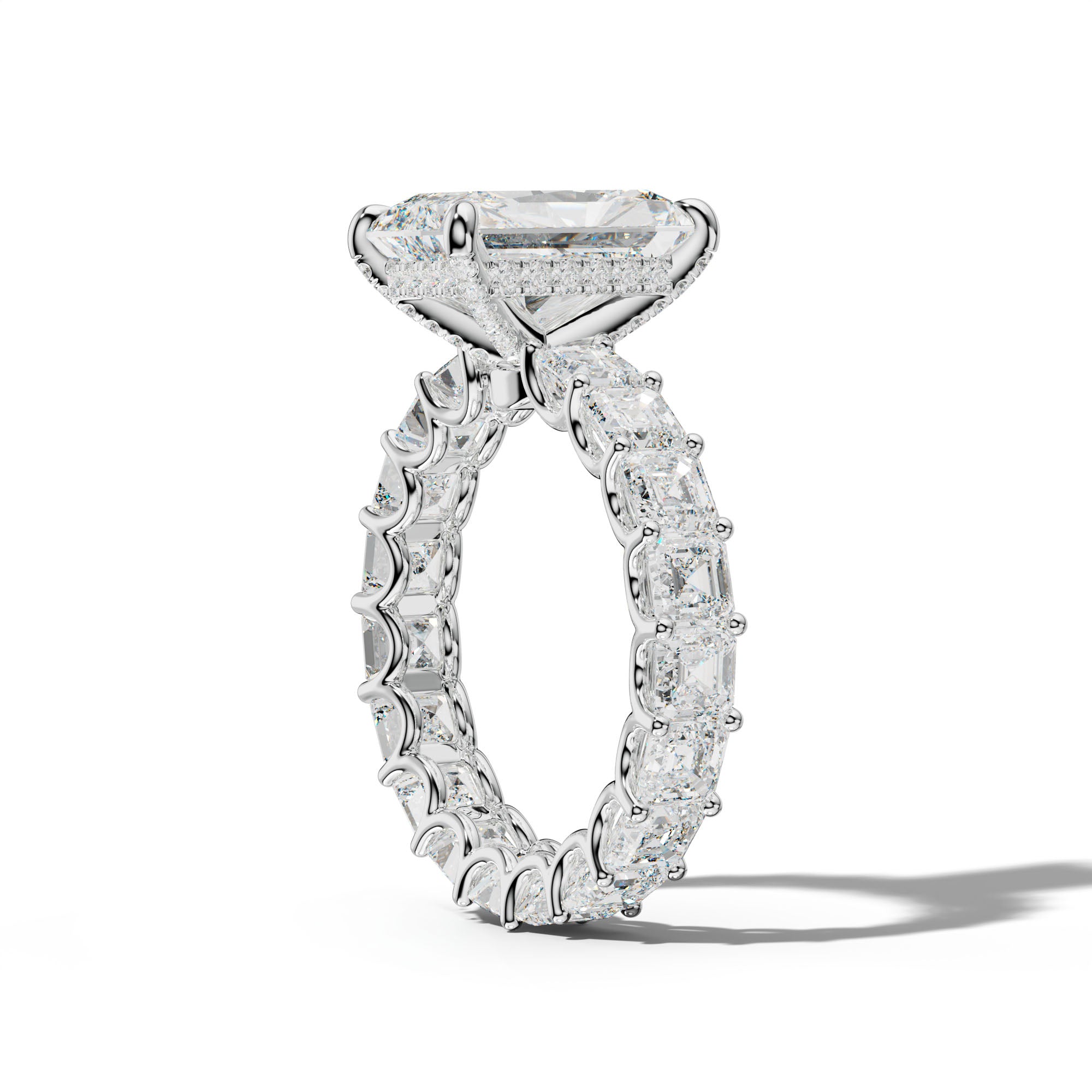 Aisha Radiant Diamond Engagement Ring With Asscher Side Stones