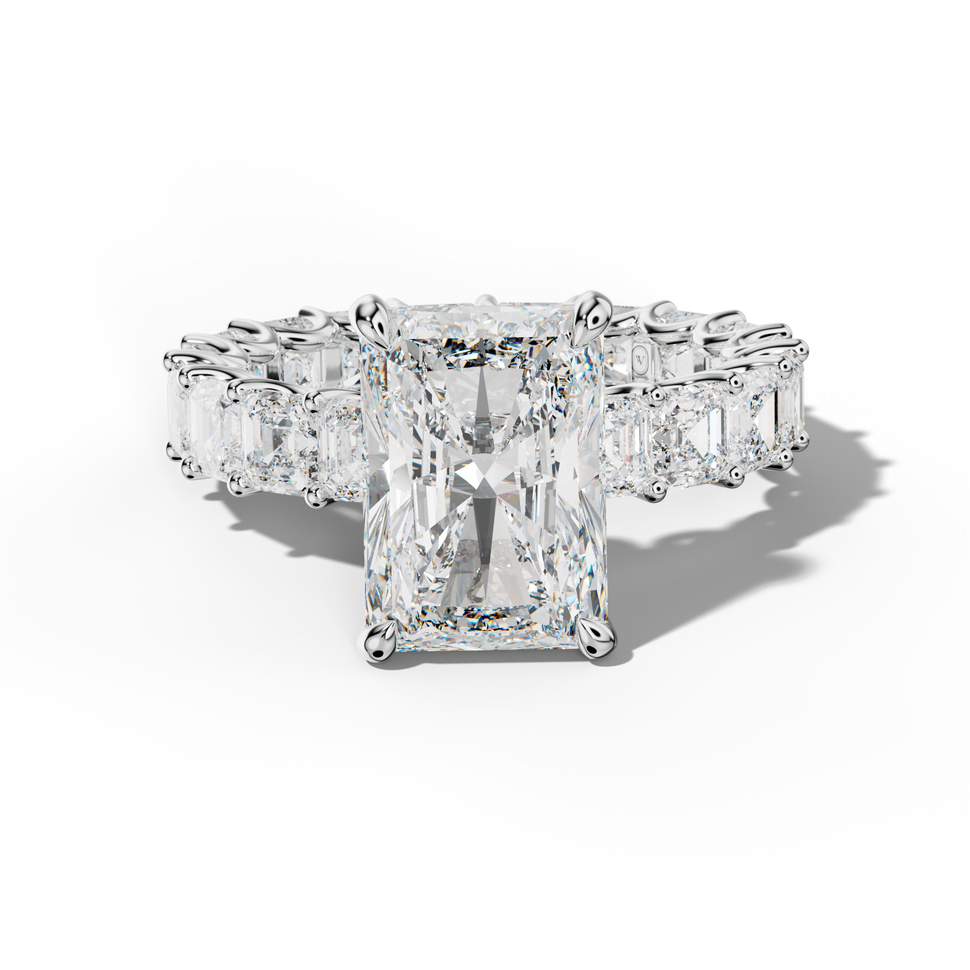 Aisha Radiant Diamond Engagement Ring With Asscher Side Stones