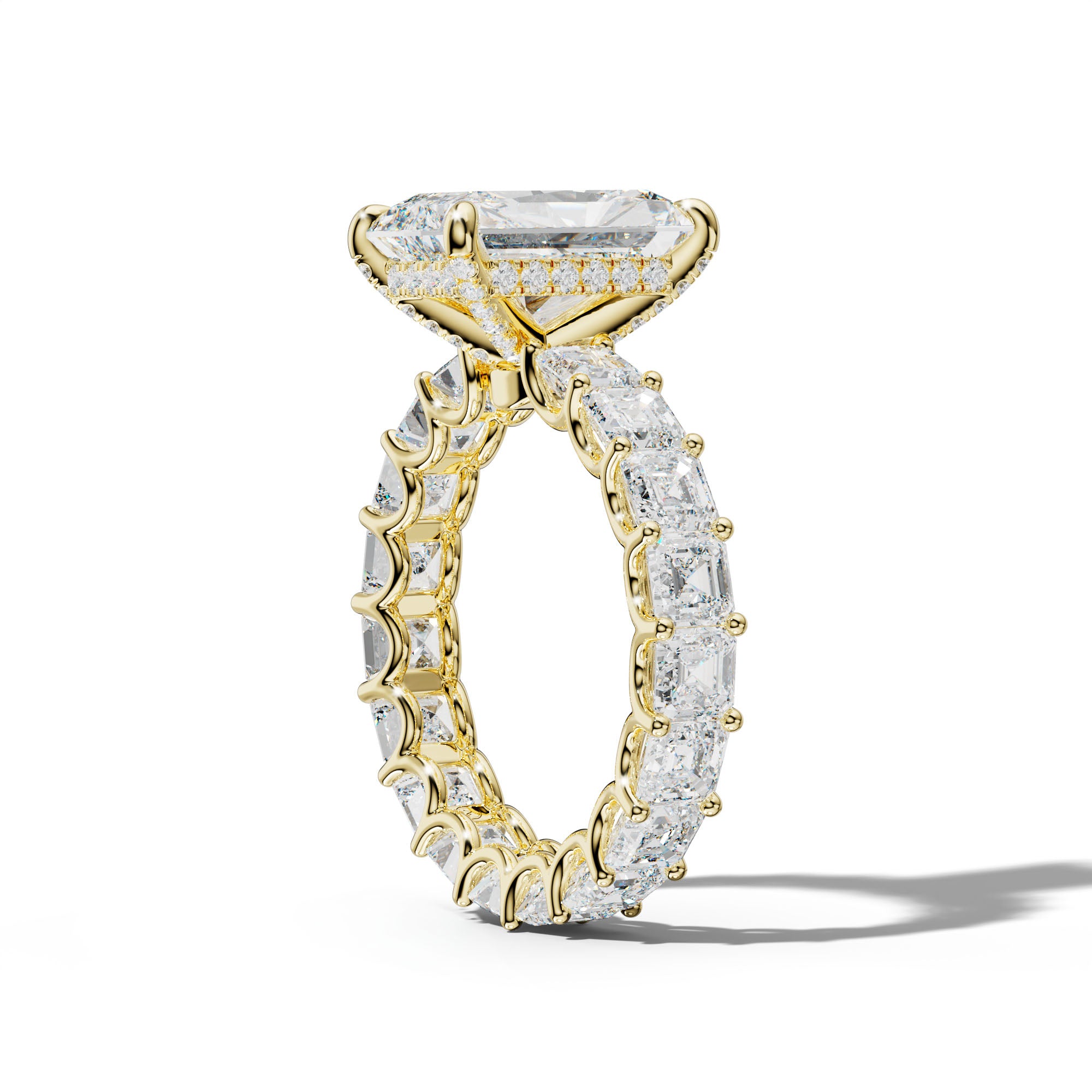 Aisha Radiant Diamond Engagement Ring With Asscher Side Stones