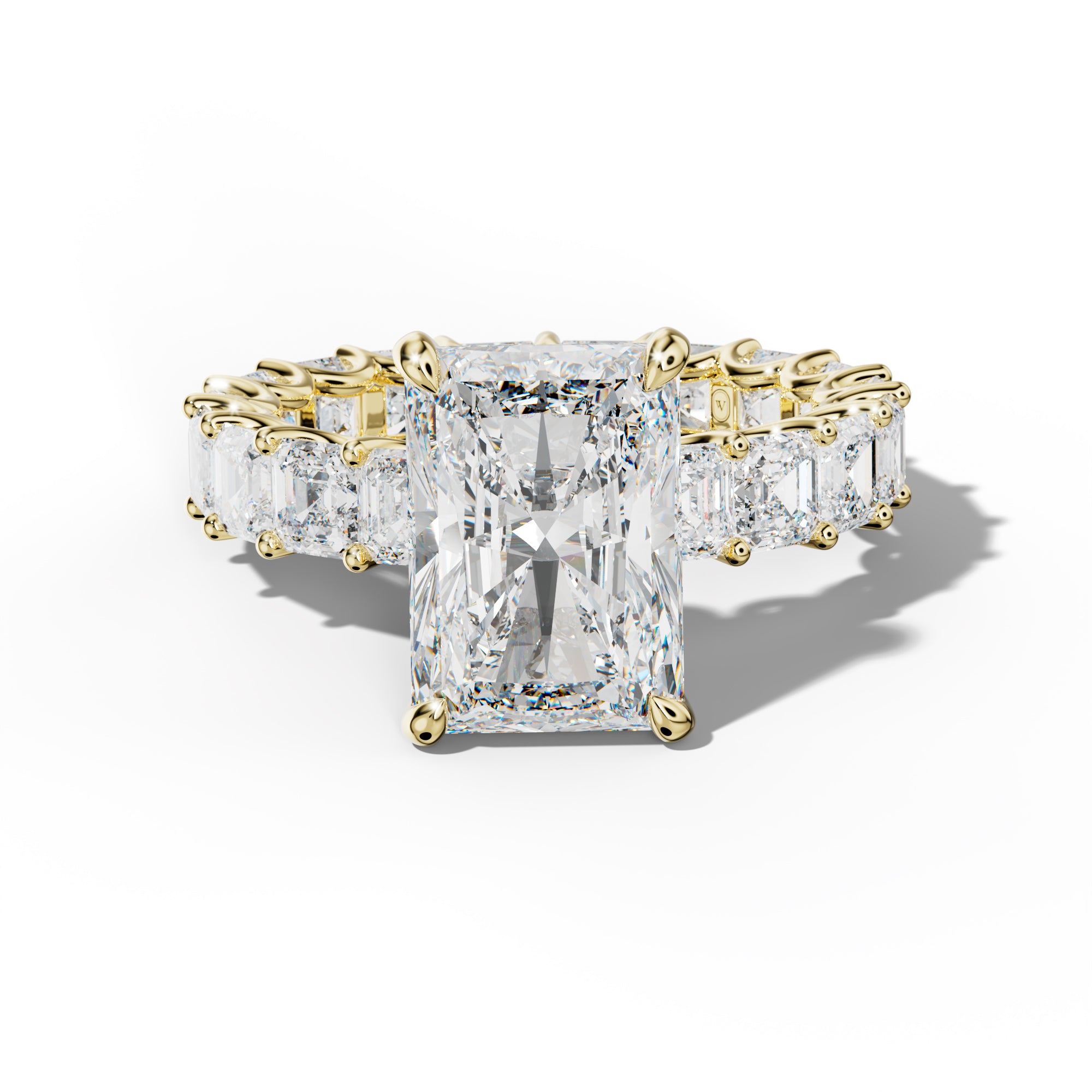Aisha Radiant Diamond Engagement Ring With Asscher Side Stones