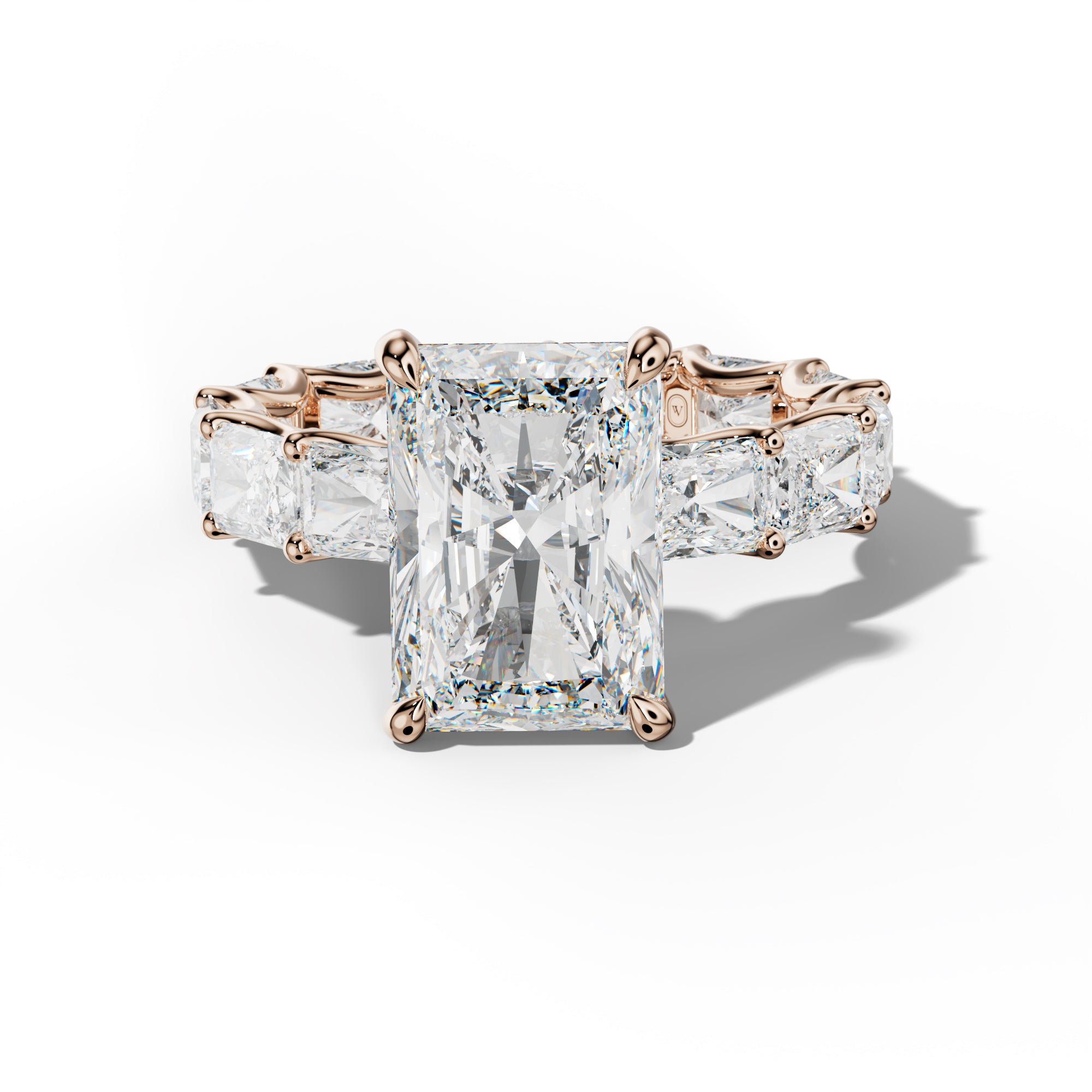Daphne Radiant Diamond Engagement Ring With East West Radiant Side Stones