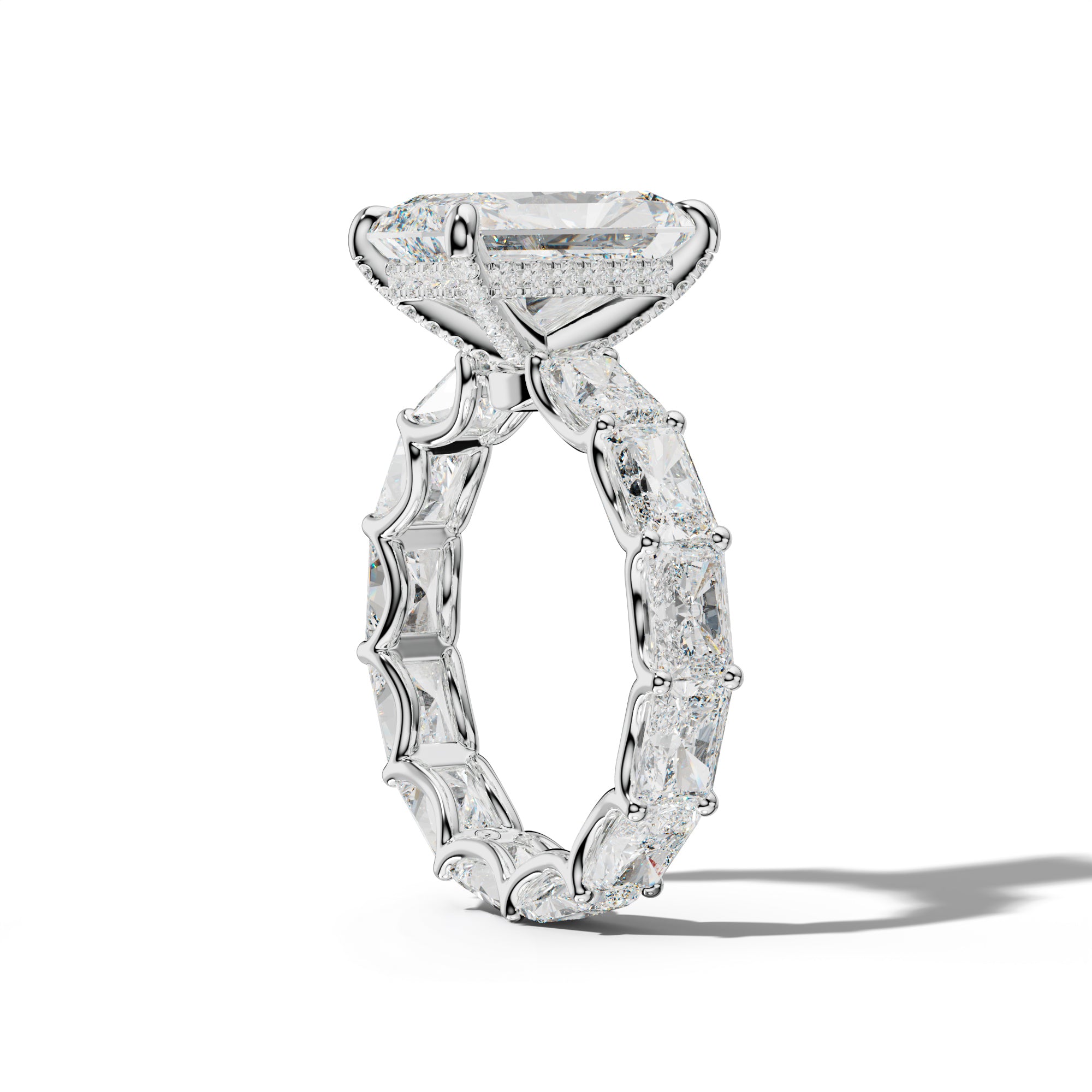 Daphne Radiant Diamond Engagement Ring With East West Radiant Side Stones
