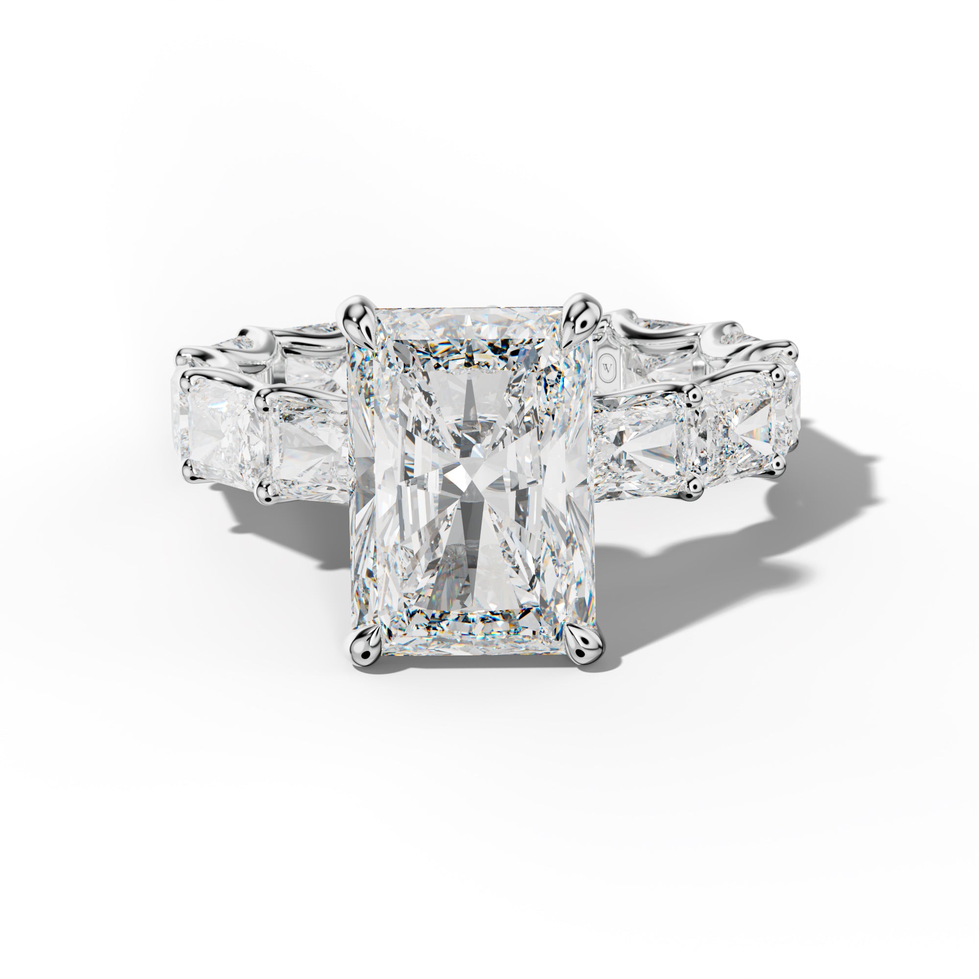 Daphne Radiant Diamond Engagement Ring With East West Radiant Side Stones