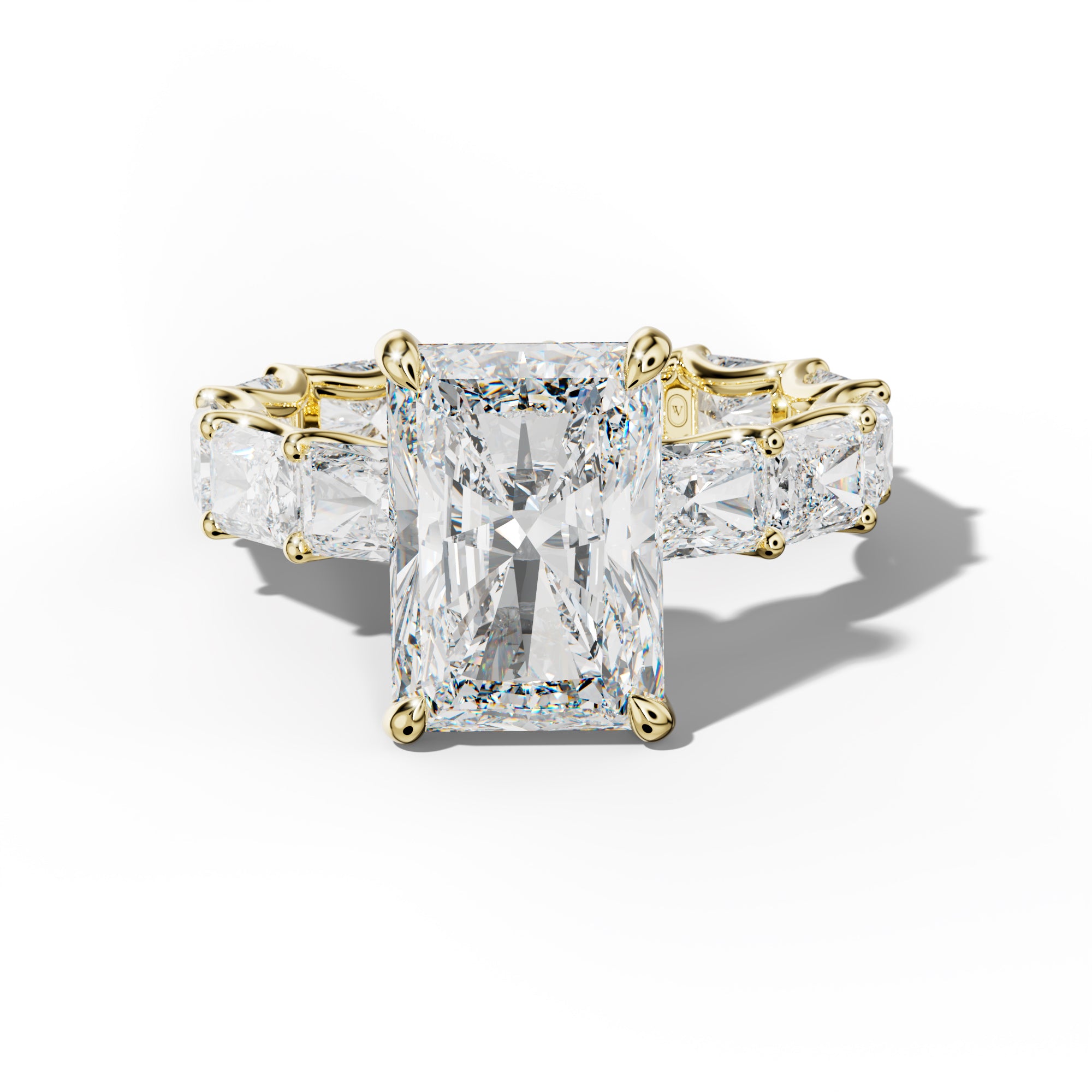 Daphne Radiant Diamond Engagement Ring With East West Radiant Side Stones