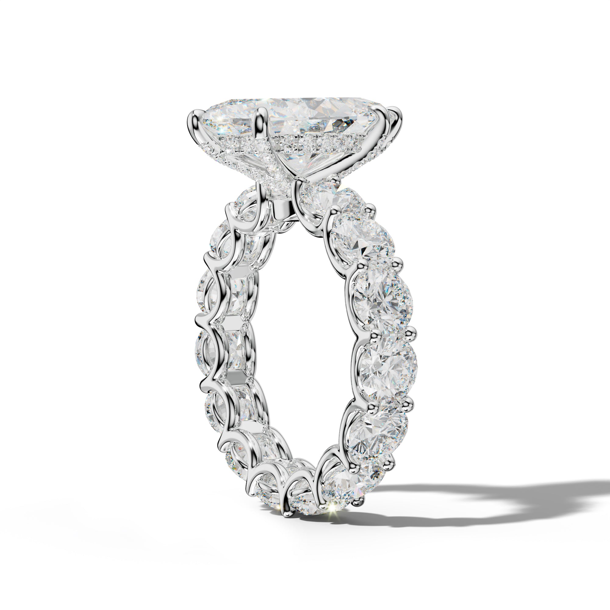 Daisy Marquise Diamond Engagement Ring With Round Side Stones