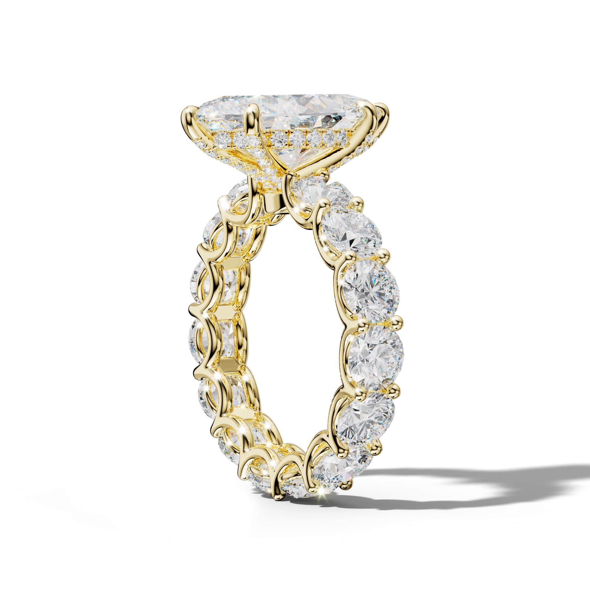 Daisy Marquise Diamond Engagement Ring With Round Side Stones