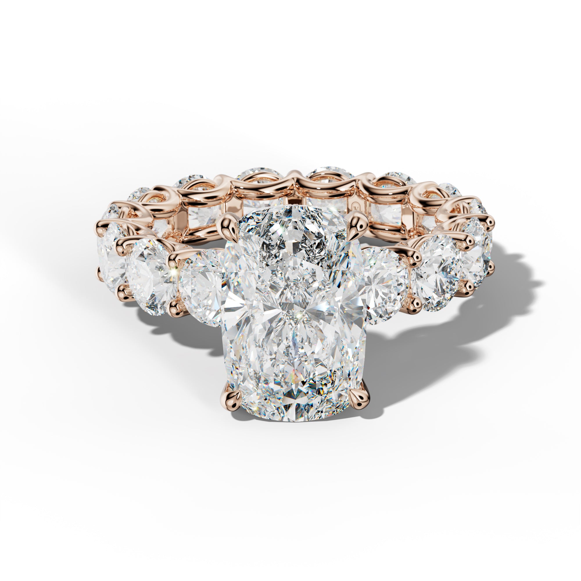 Daisy Elongated Cushion Diamond Engagement Ring With Round Side Stones