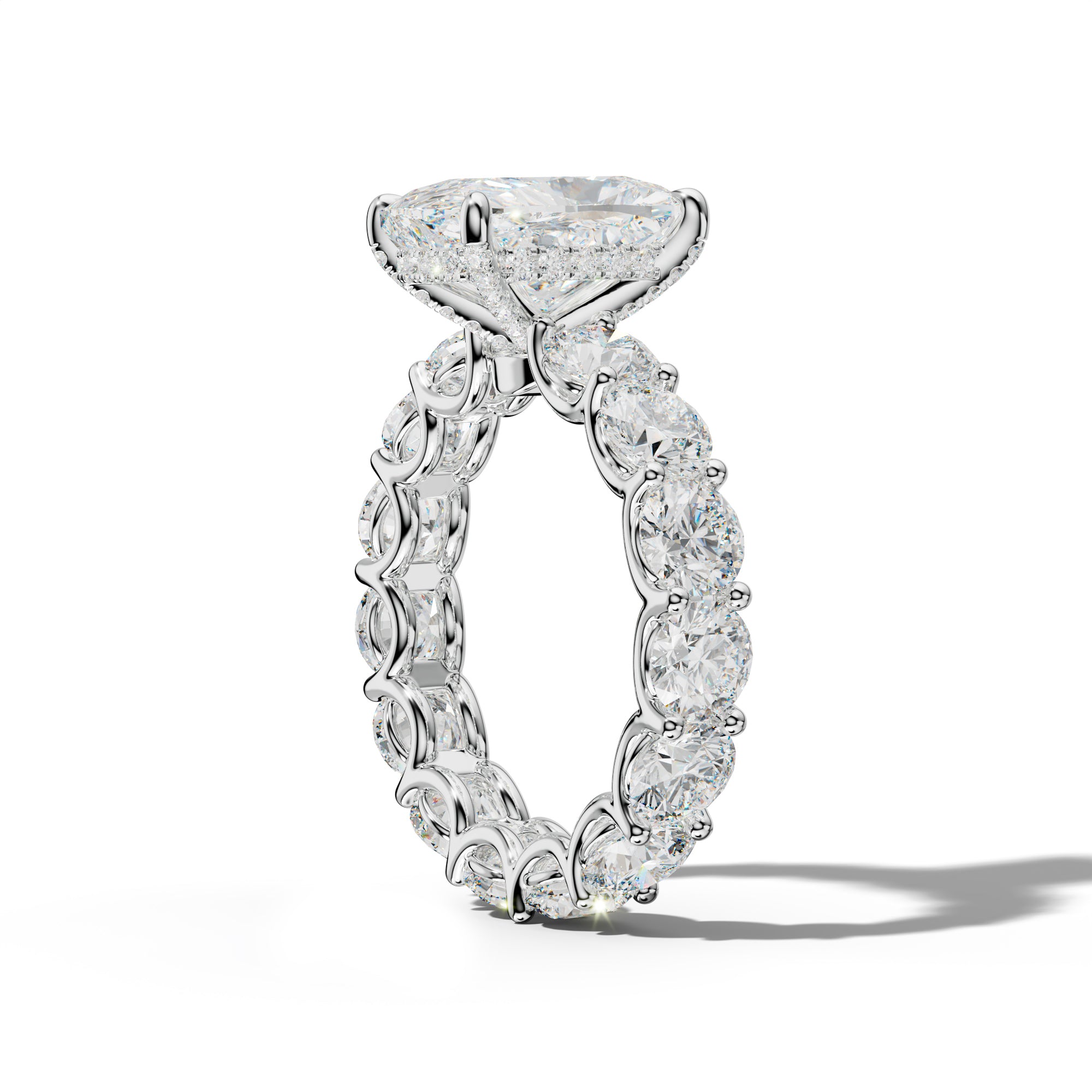 Daisy Elongated Cushion Diamond Engagement Ring With Round Side Stones