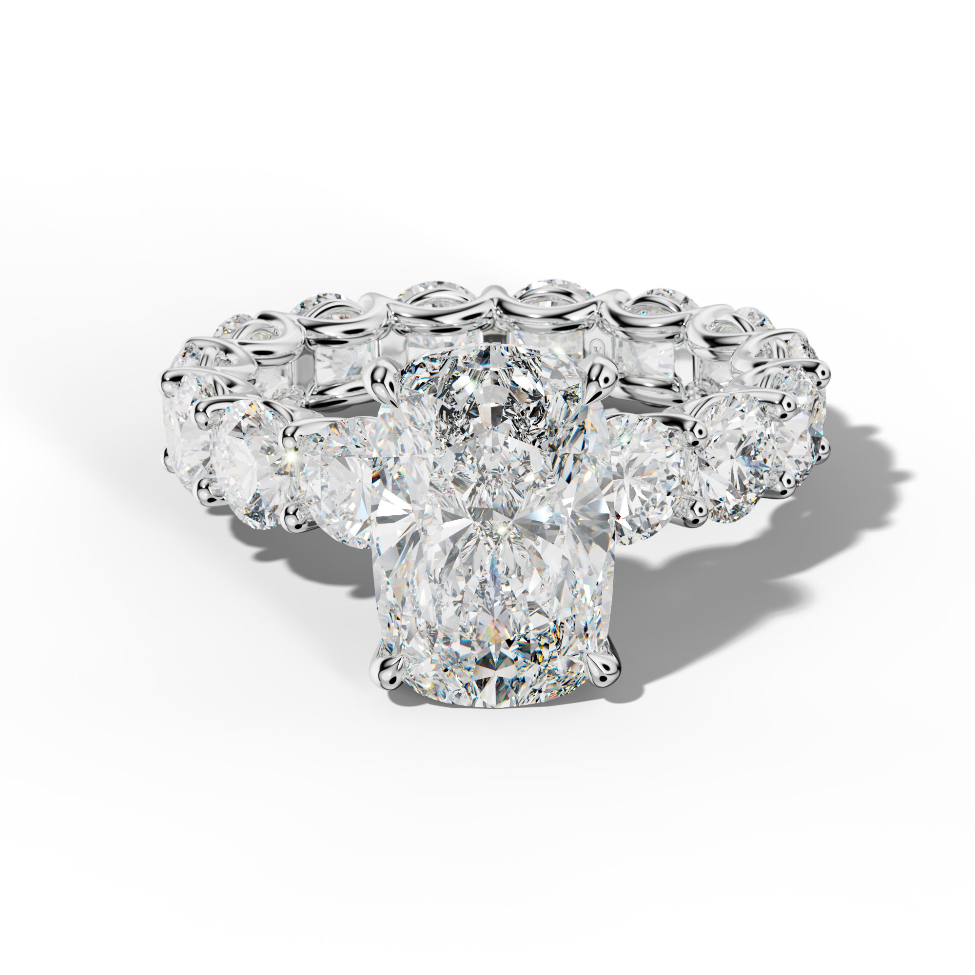 Daisy Elongated Cushion Diamond Engagement Ring With Round Side Stones