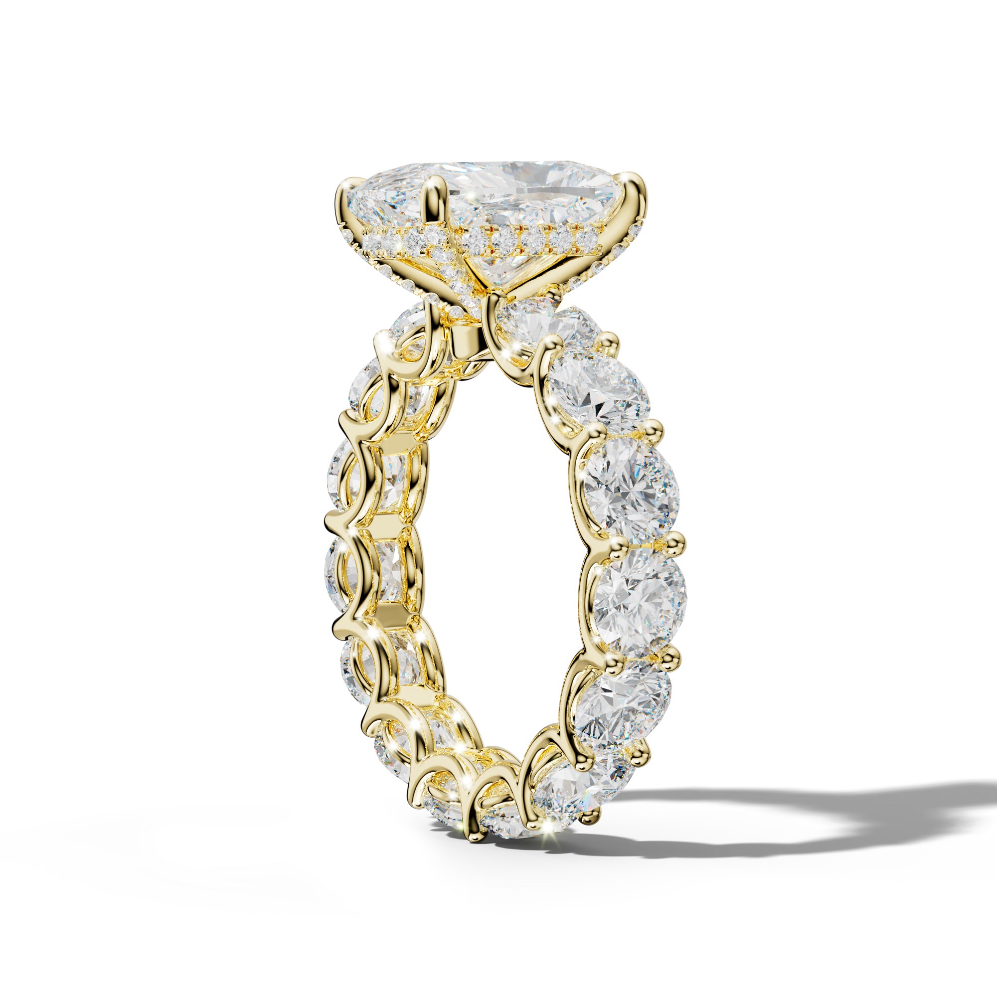 Daisy Elongated Cushion Diamond Engagement Ring With Round Side Stones