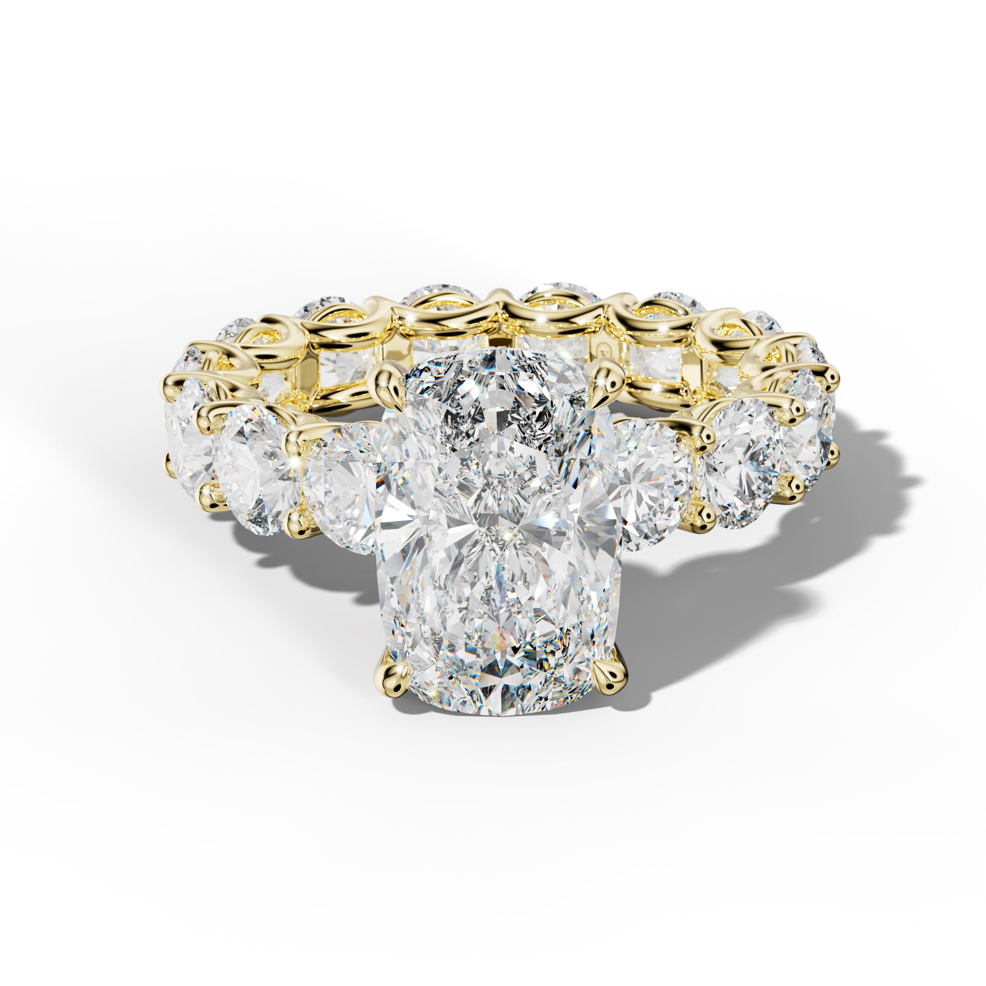 Daisy Elongated Cushion Diamond Engagement Ring With Round Side Stones