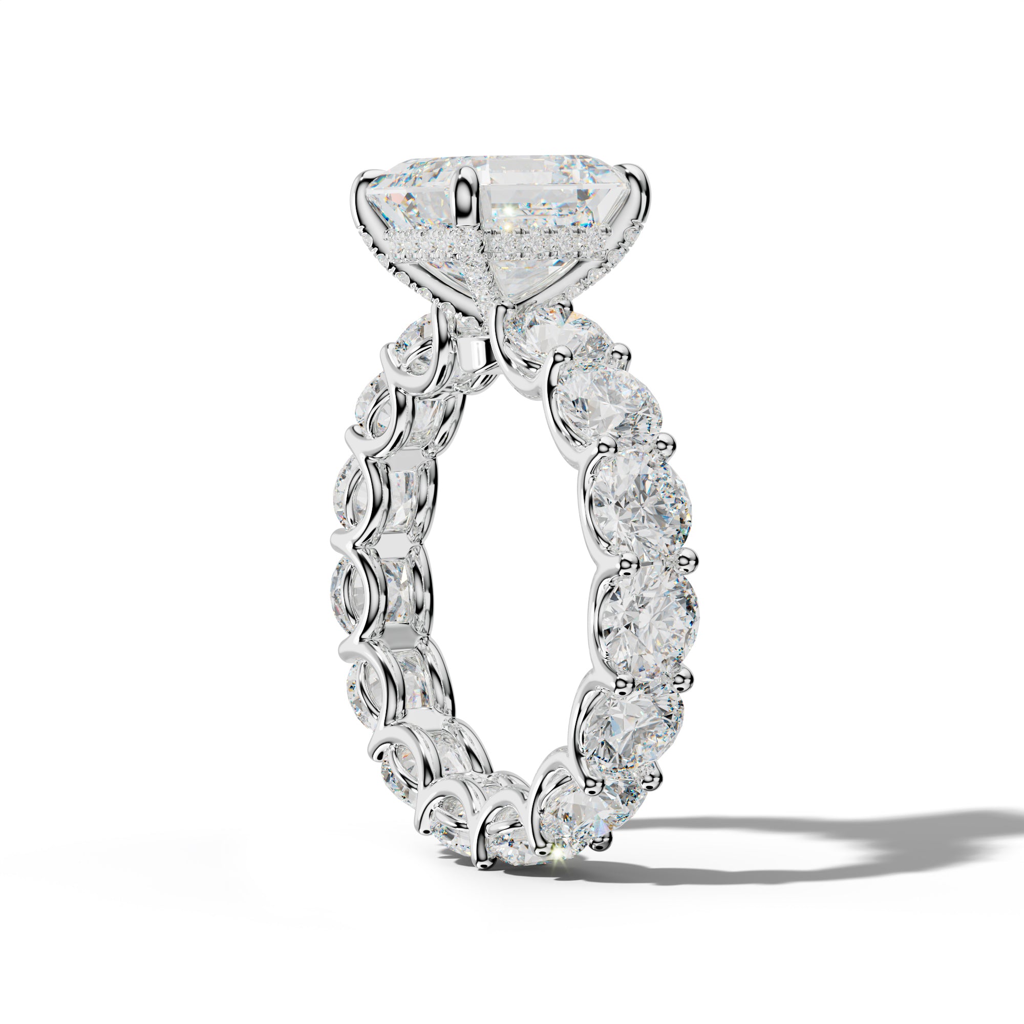 Daisy Heart Diamond Engagement Ring With Round Side Stones