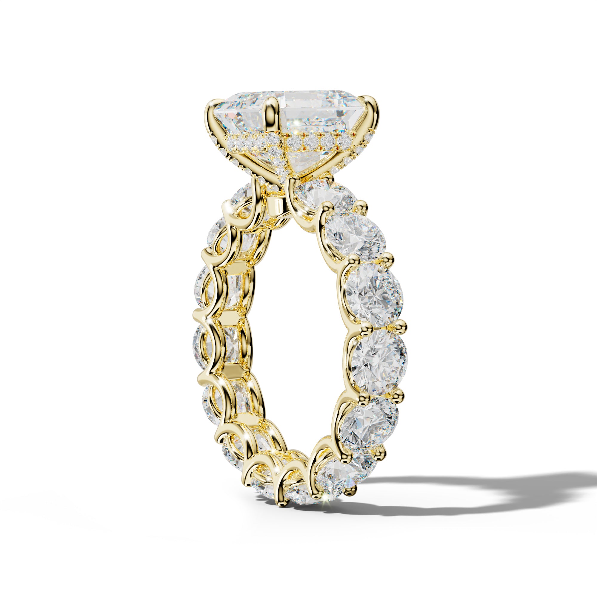 Daisy Heart Diamond Engagement Ring With Round Side Stones