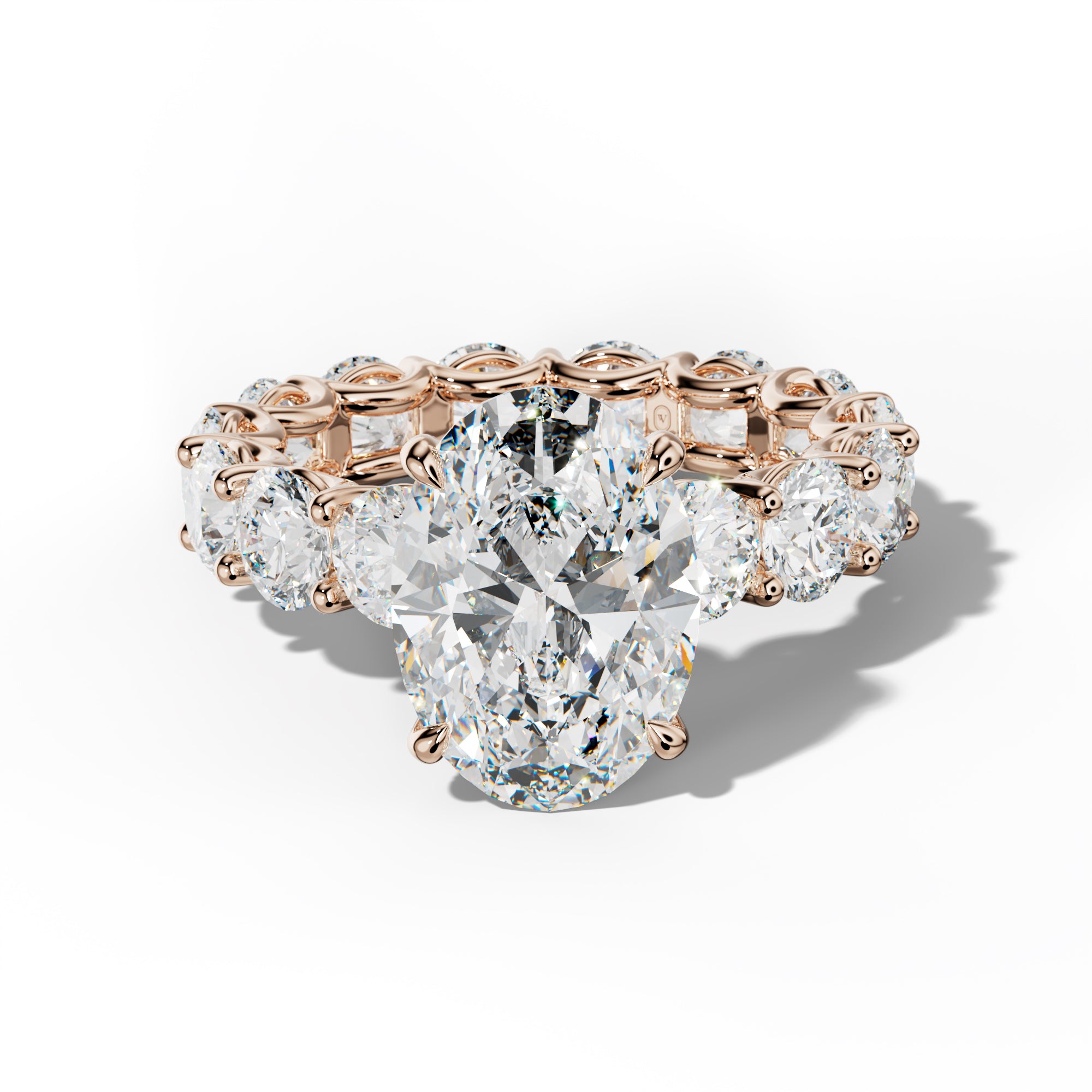 Daisy Oval Diamond Engagement Ring With Round Side Stones