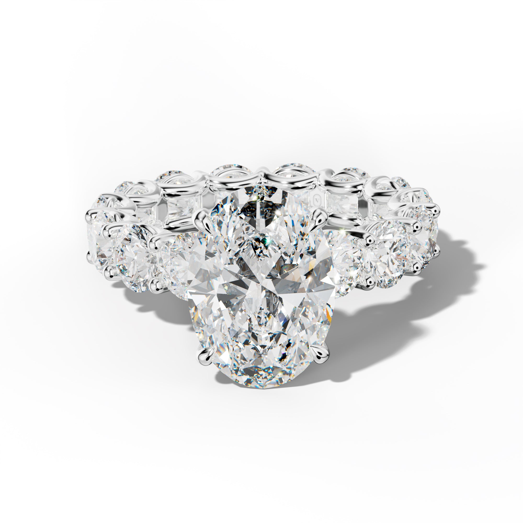 Daisy Oval Diamond Engagement Ring With Round Side Stones