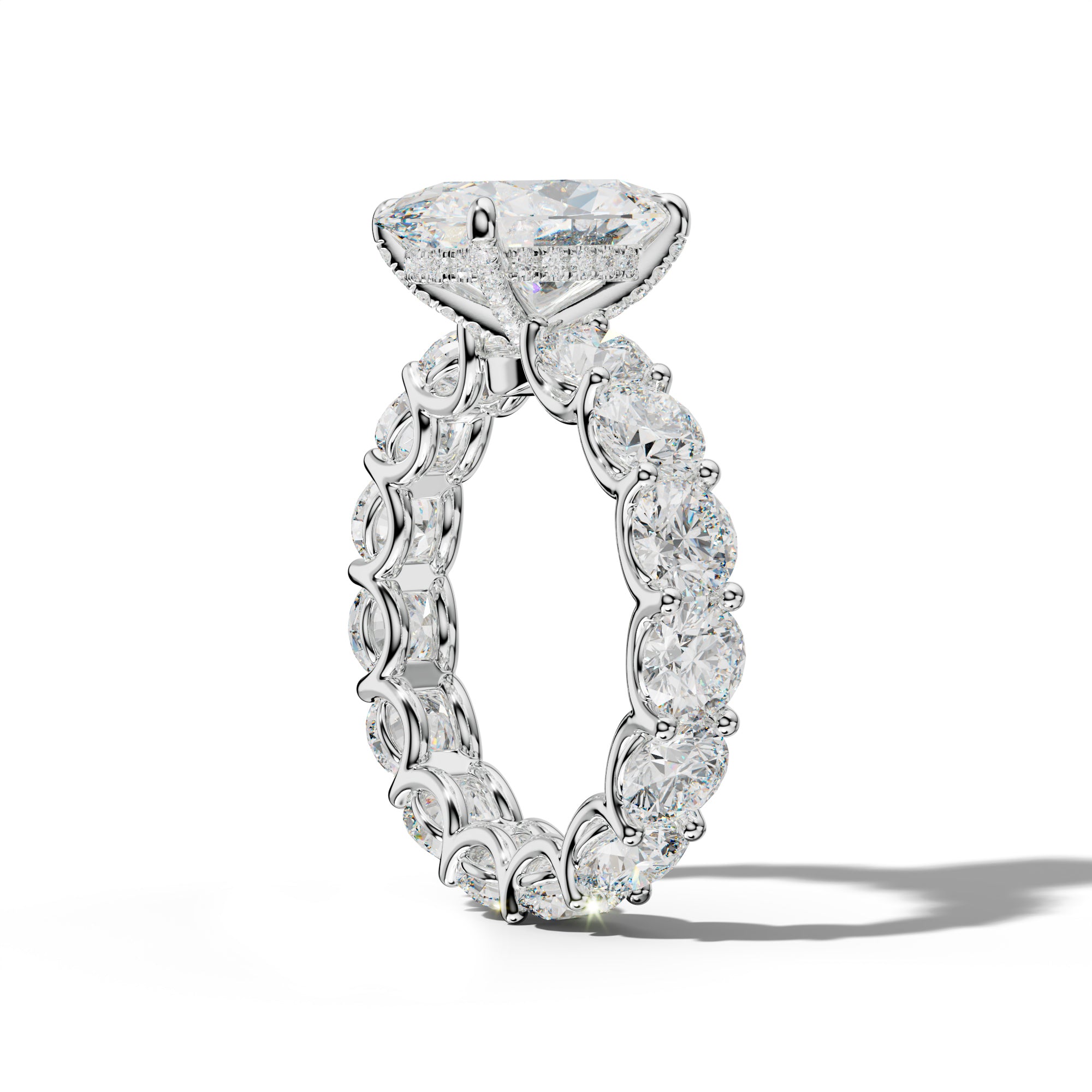 Daisy Oval Diamond Engagement Ring With Round Side Stones