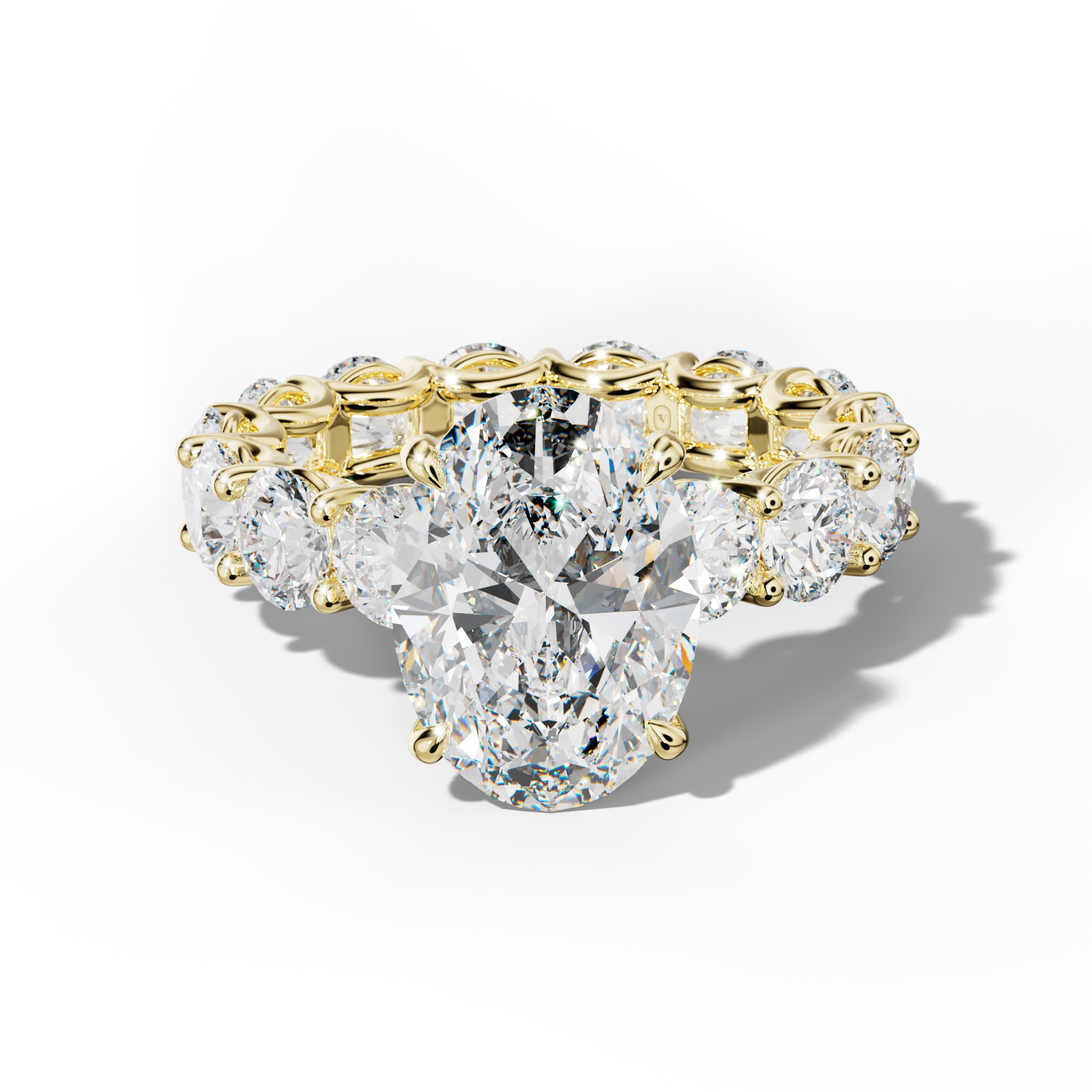 Daisy Oval Diamond Engagement Ring With Round Side Stones