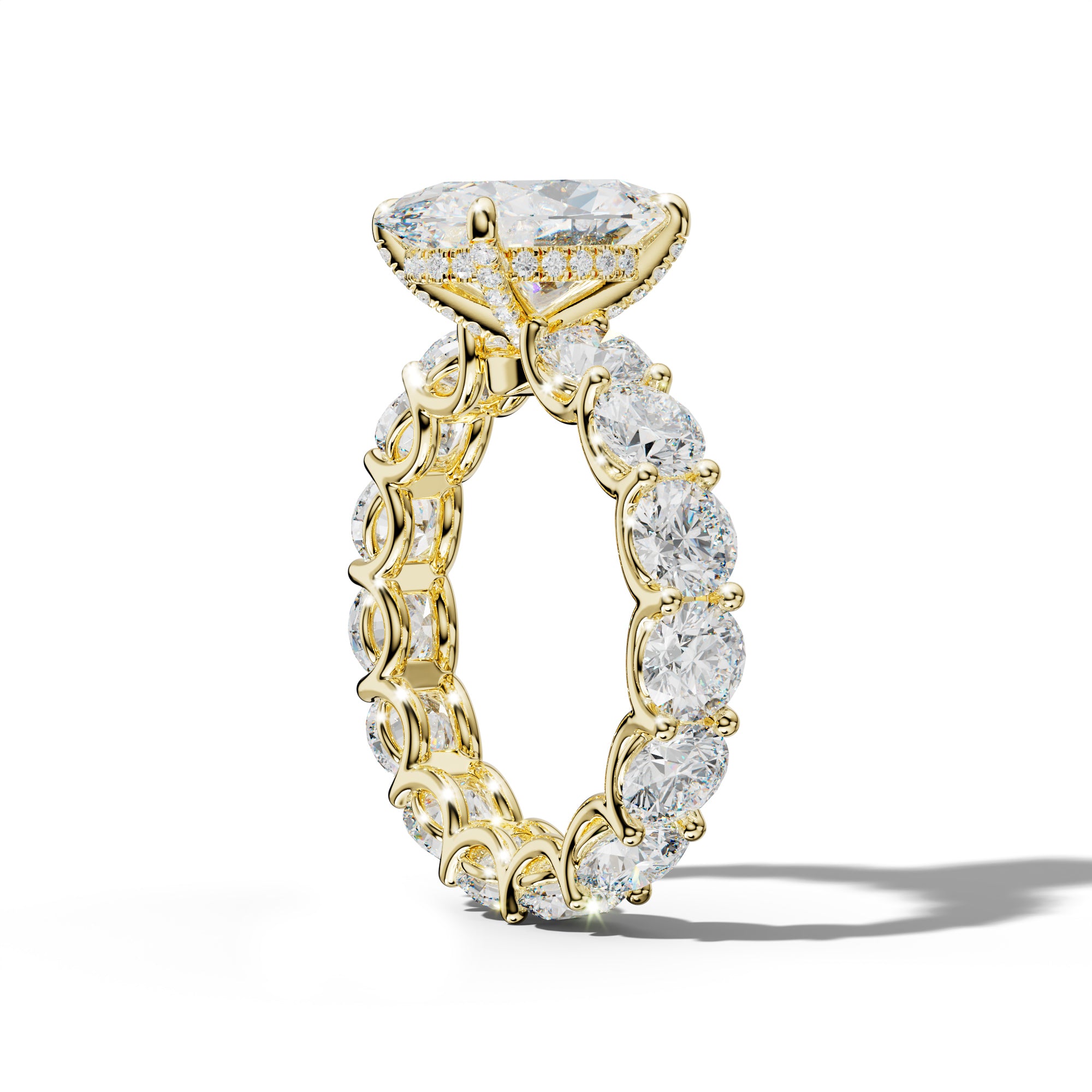 Daisy Oval Diamond Engagement Ring With Round Side Stones