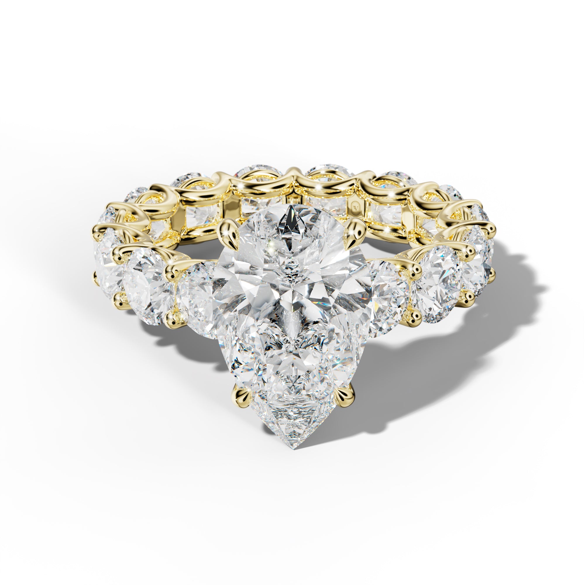 Daisy Pear Shape Engagement Ring With Round Side Stones