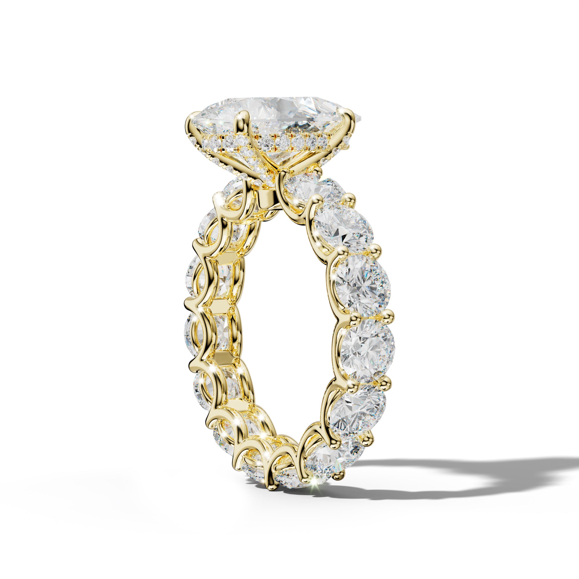 Daisy Pear Shape Engagement Ring With Round Side Stones