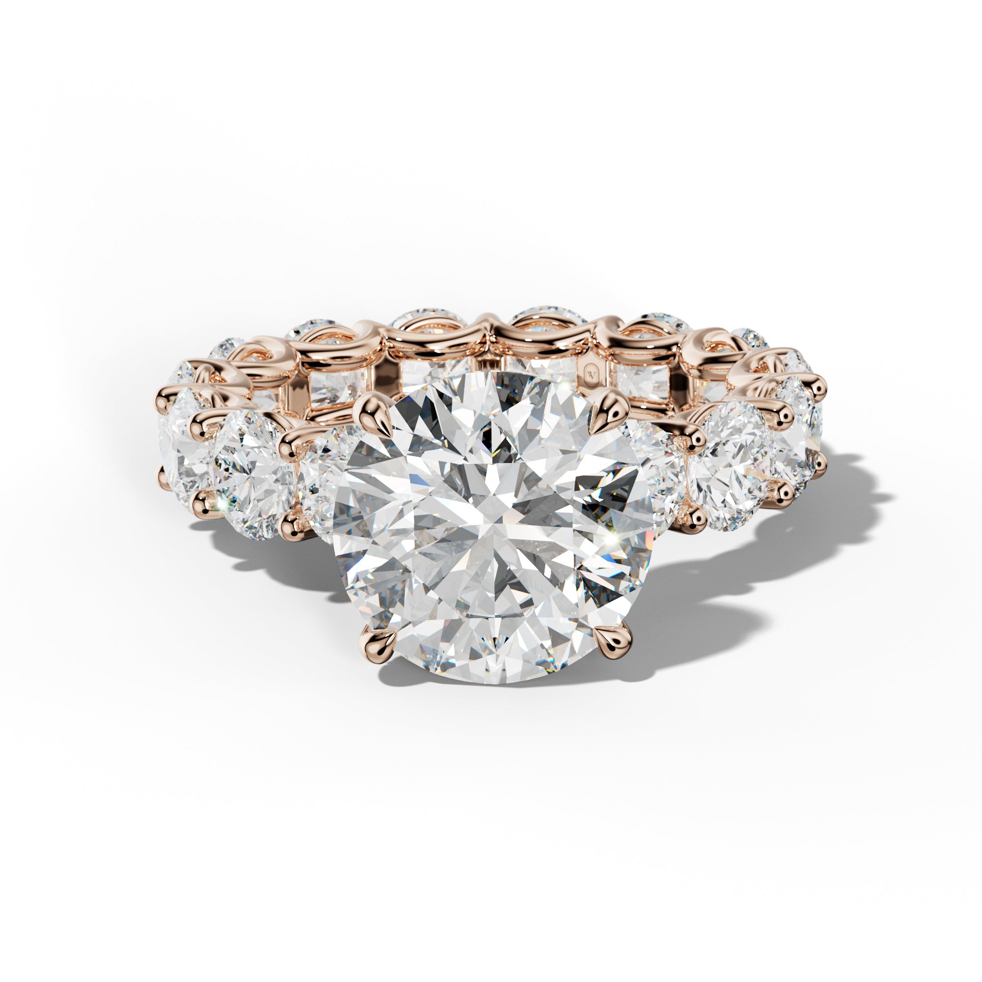 Daisy Round Diamond Engagement Ring With Round Side Stones