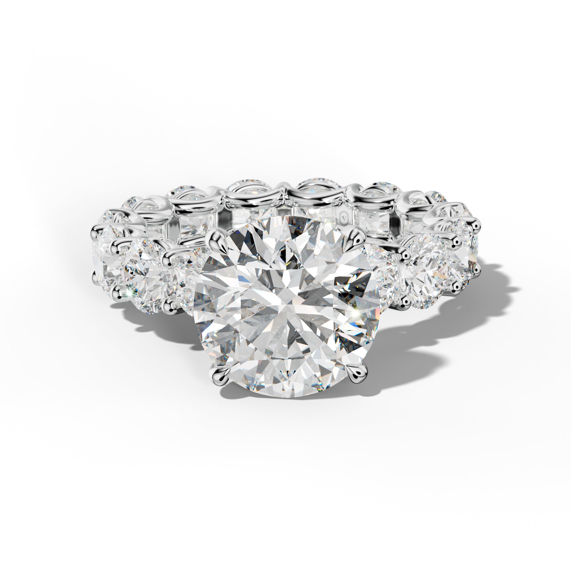 Daisy Round Diamond Engagement Ring With Round Side Stones