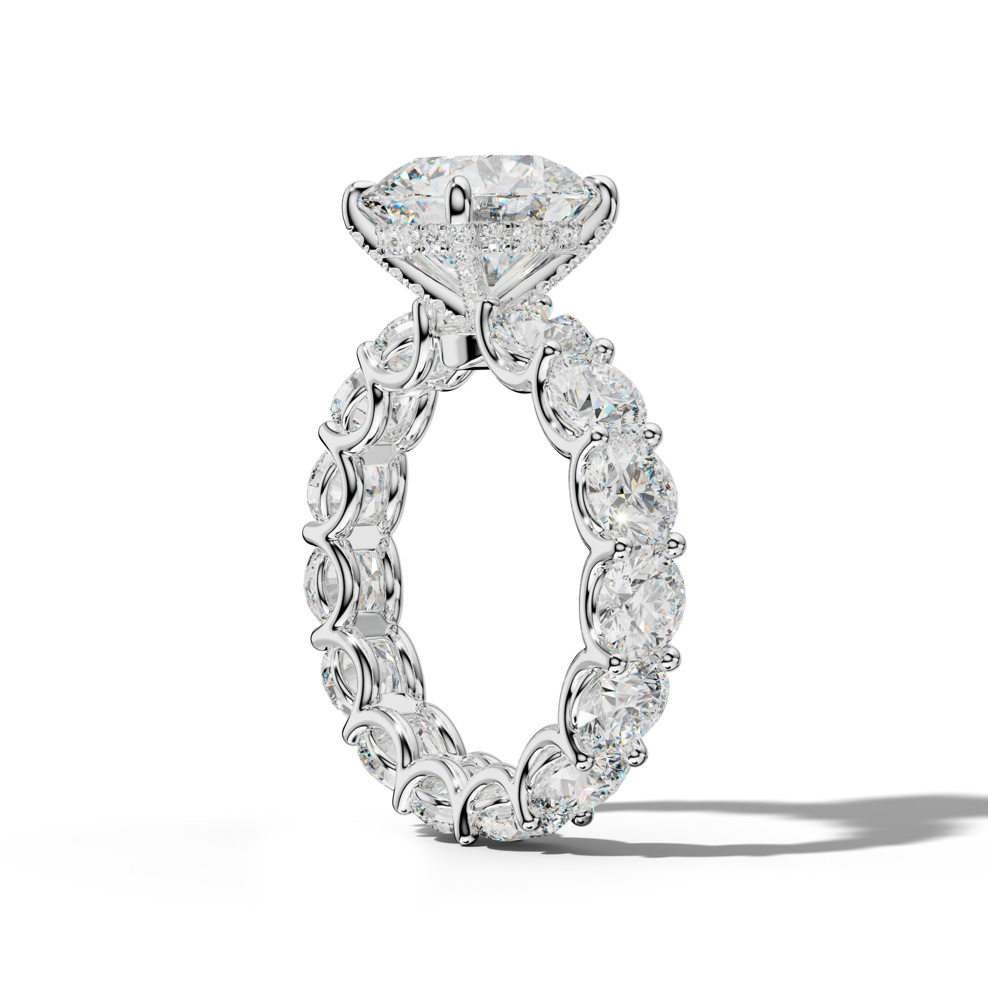 Daisy Round Diamond Engagement Ring With Round Side Stones