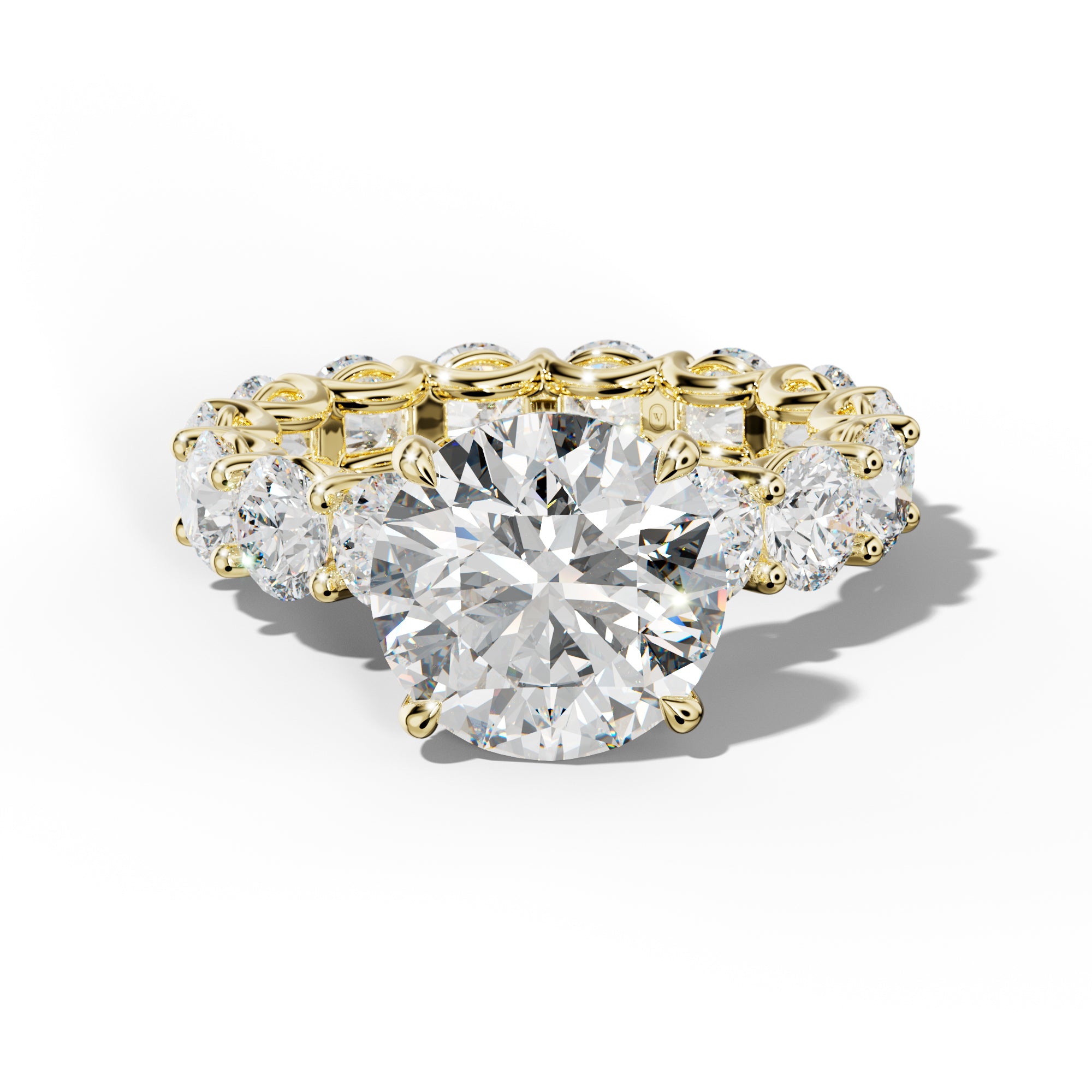 Daisy Round Diamond Engagement Ring With Round Side Stones