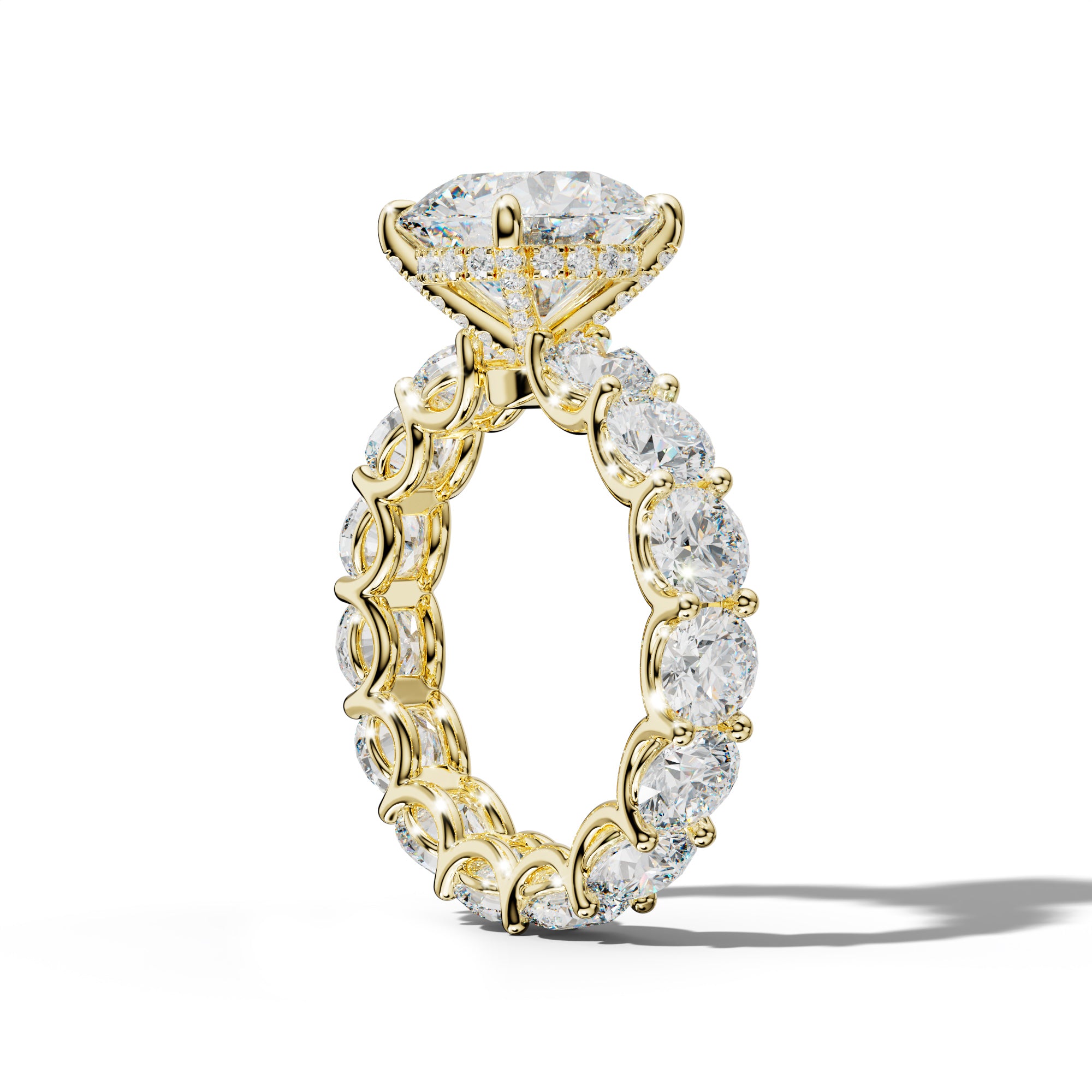 Daisy Round Diamond Engagement Ring With Round Side Stones