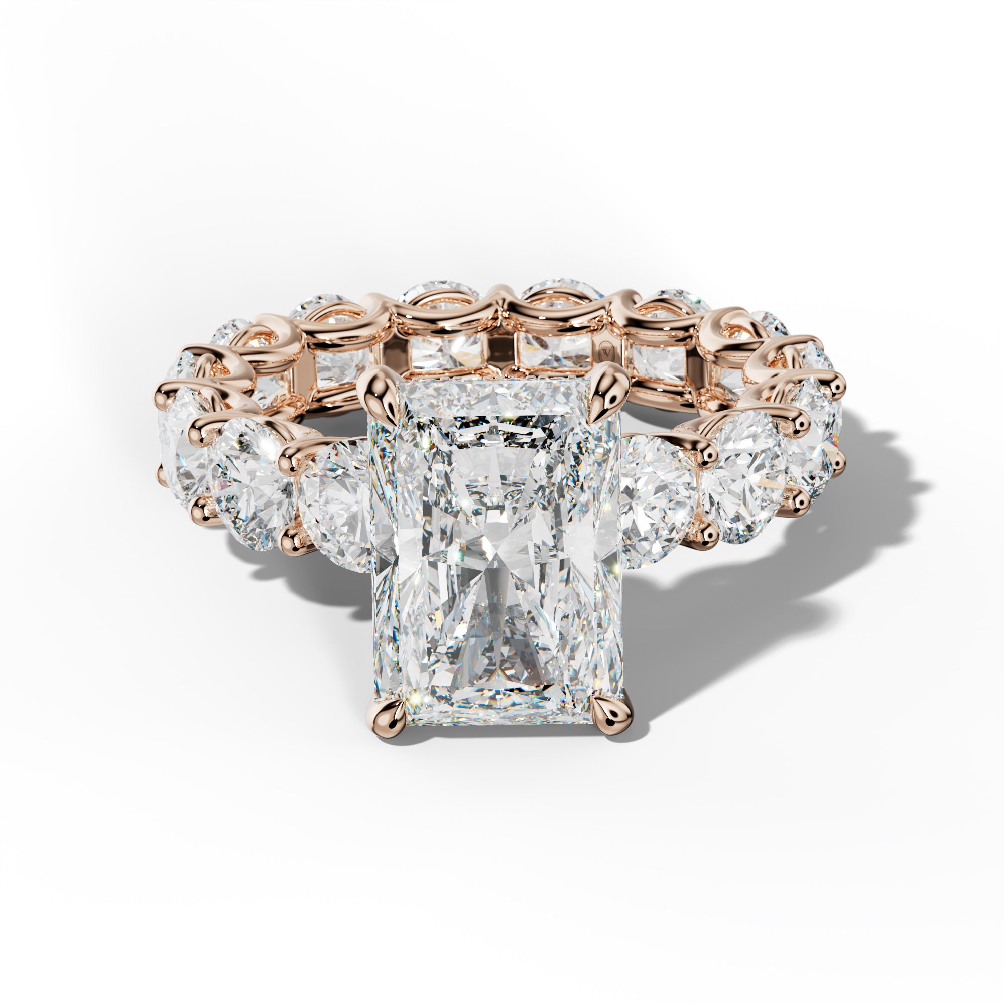 Daisy Radiant Diamond Engagement Ring With Round Side Stones