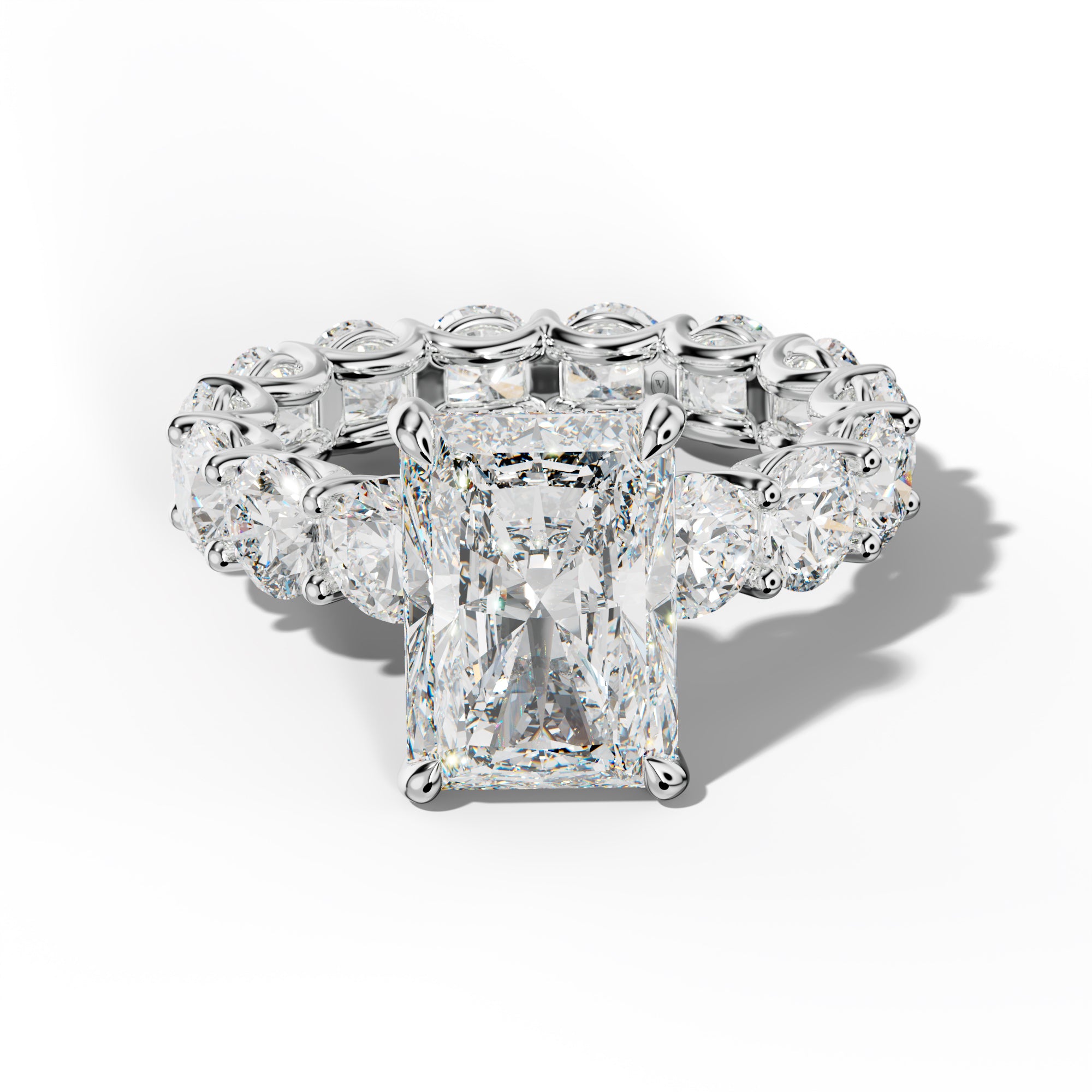 Daisy Radiant Diamond Engagement Ring With Round Side Stones