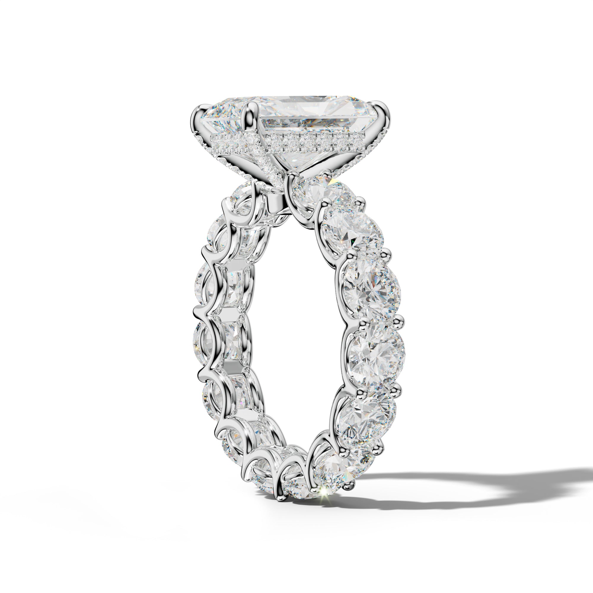 Daisy Radiant Diamond Engagement Ring With Round Side Stones