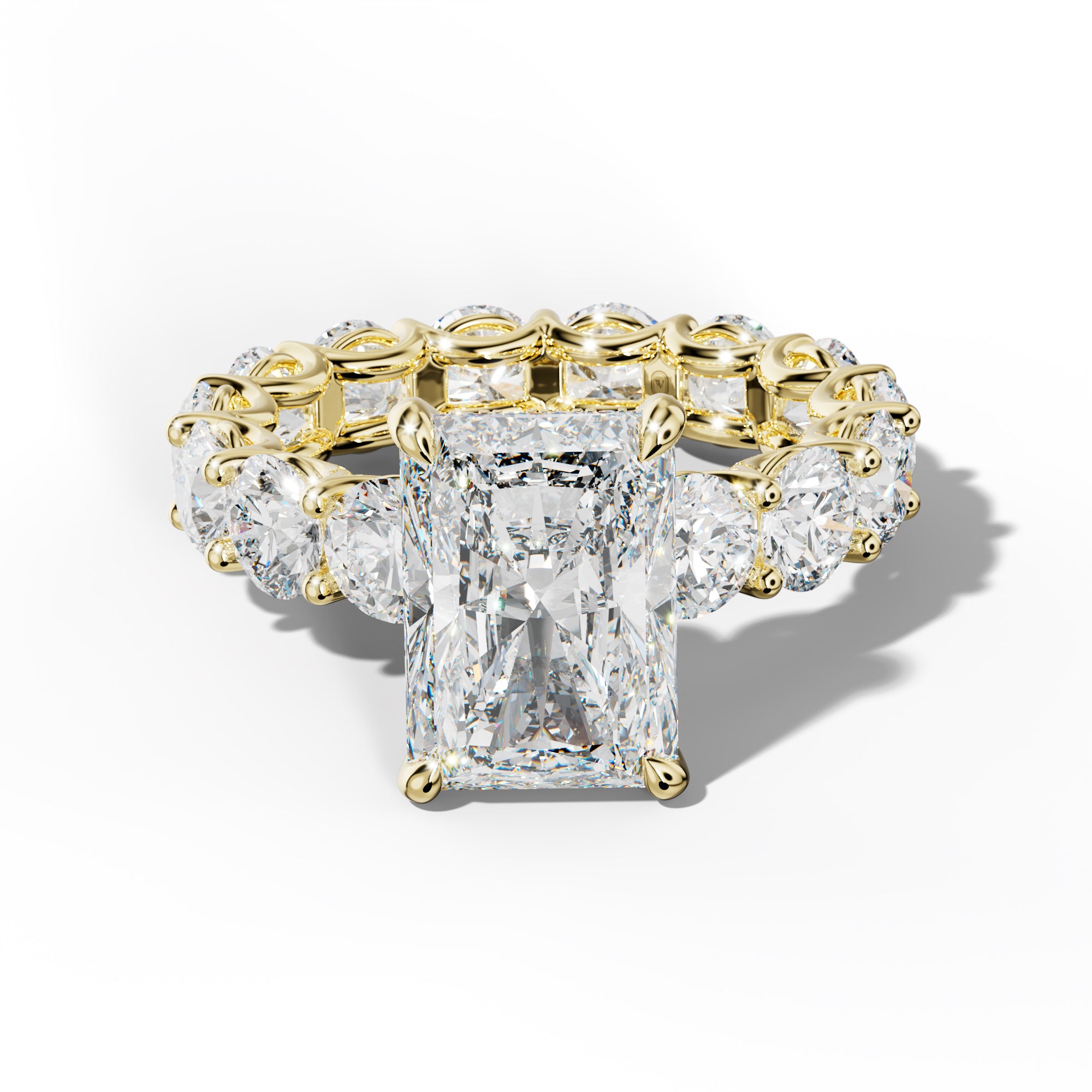 Daisy Radiant Diamond Engagement Ring With Round Side Stones
