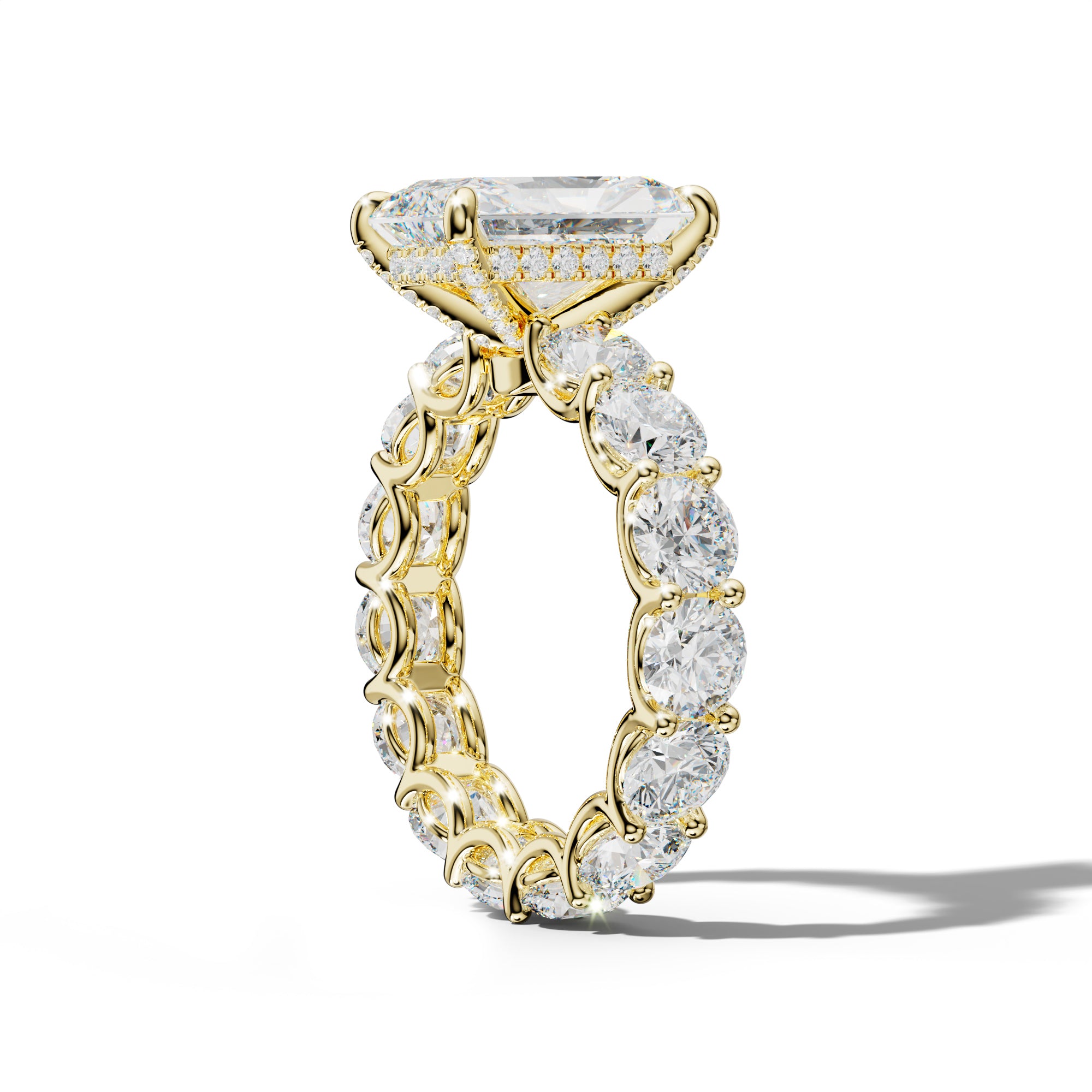 Daisy Radiant Diamond Engagement Ring With Round Side Stones