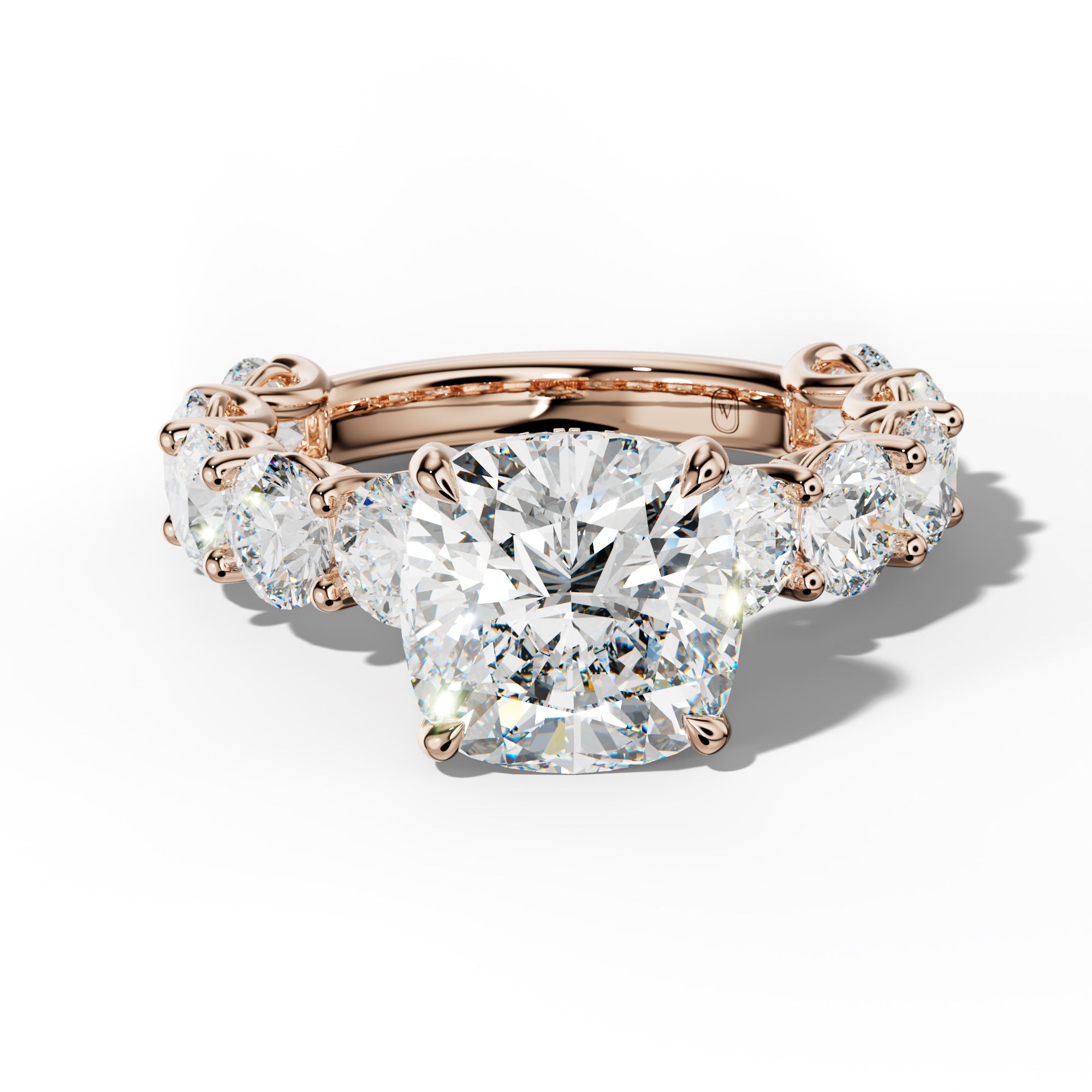 Josie Cushion Diamond Engagement Ring With Round Side Stones