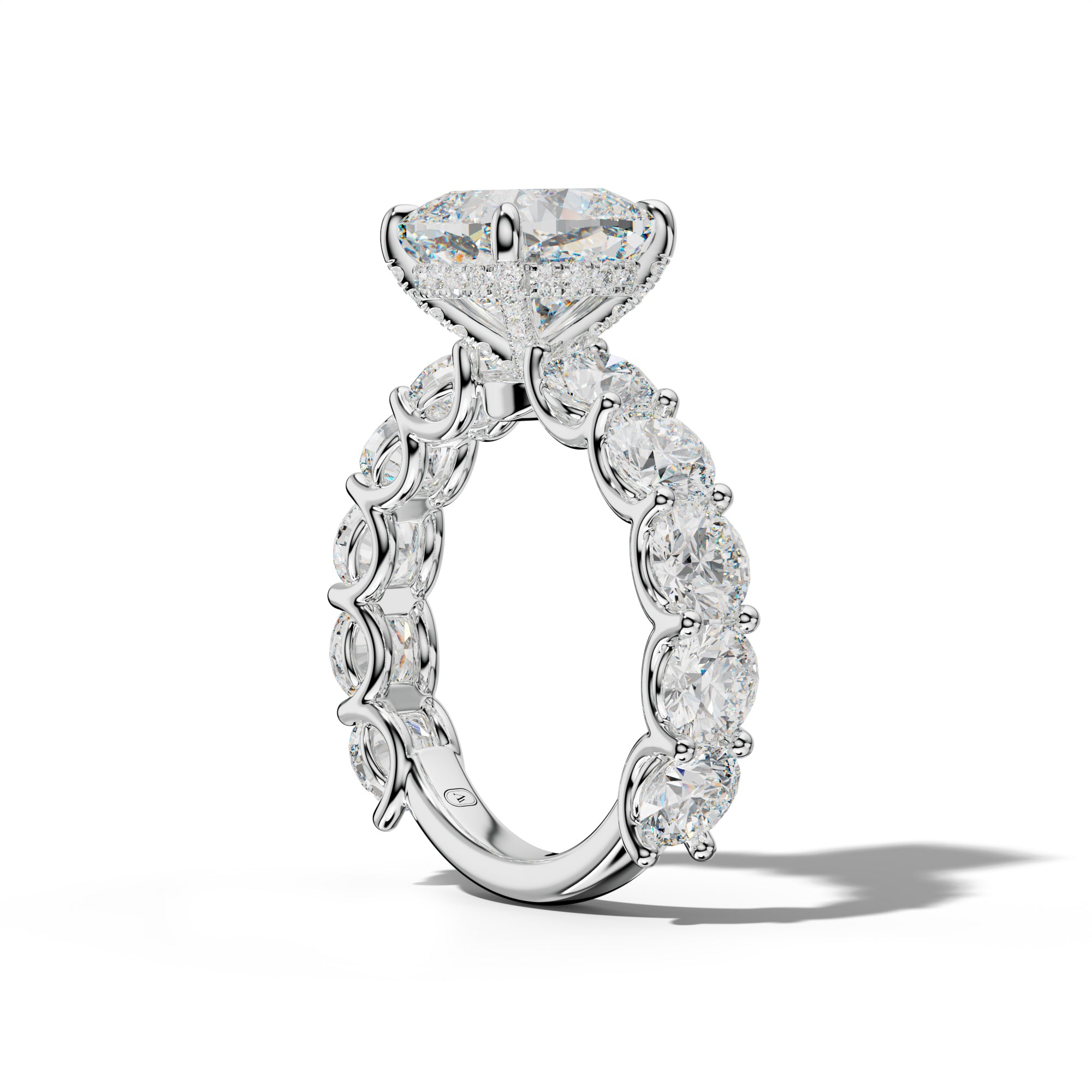 Josie Cushion Diamond Engagement Ring With Round Side Stones