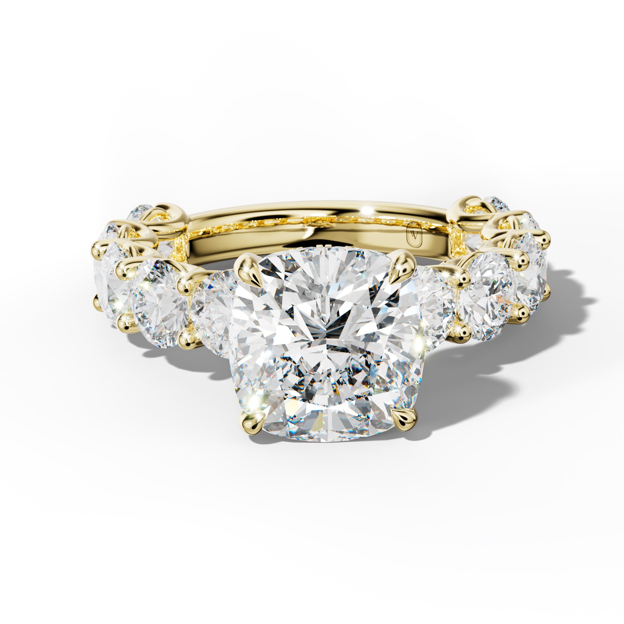 Josie Cushion Diamond Engagement Ring With Round Side Stones