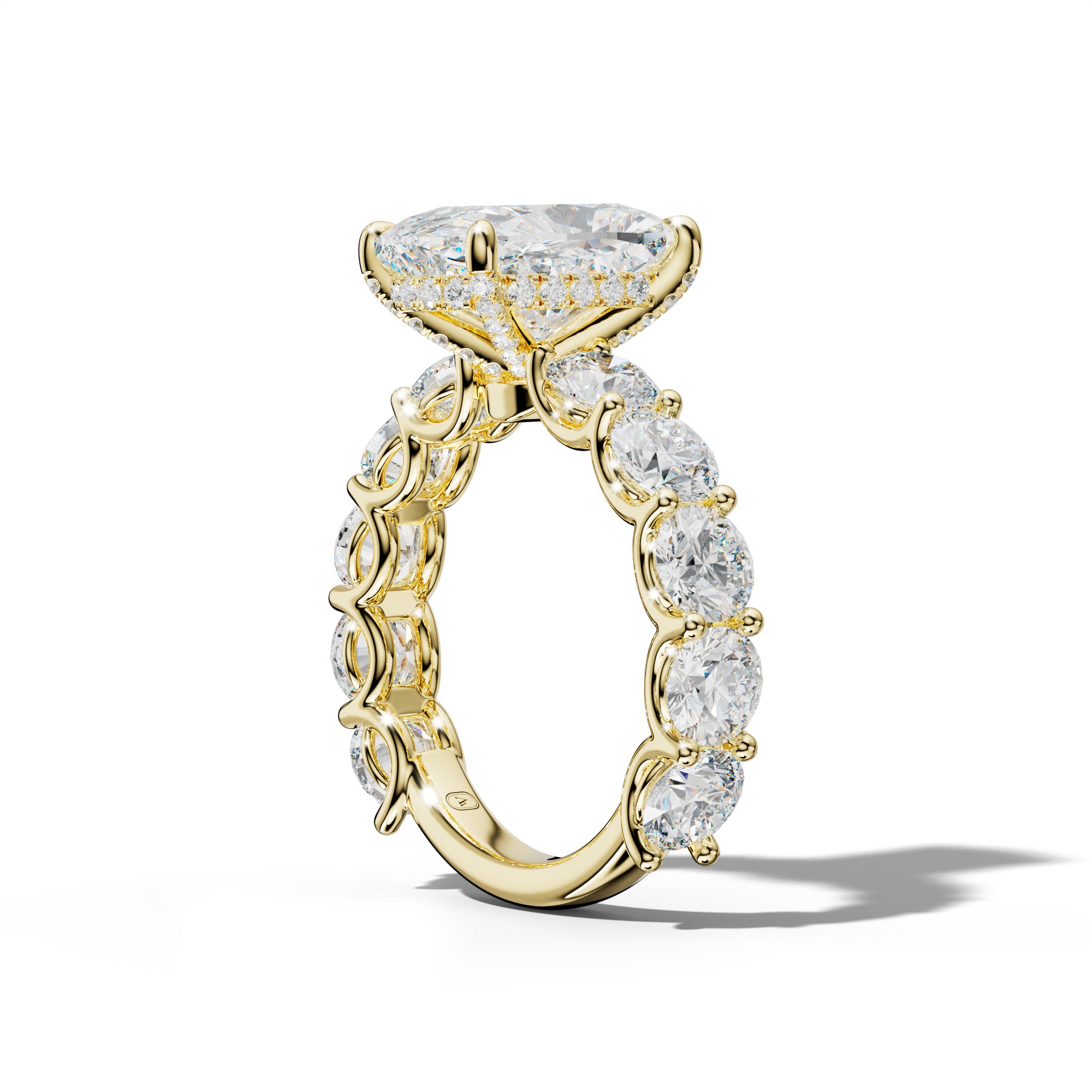 Josie Elongated Cushion Diamond Engagement Ring With Round Side Stones