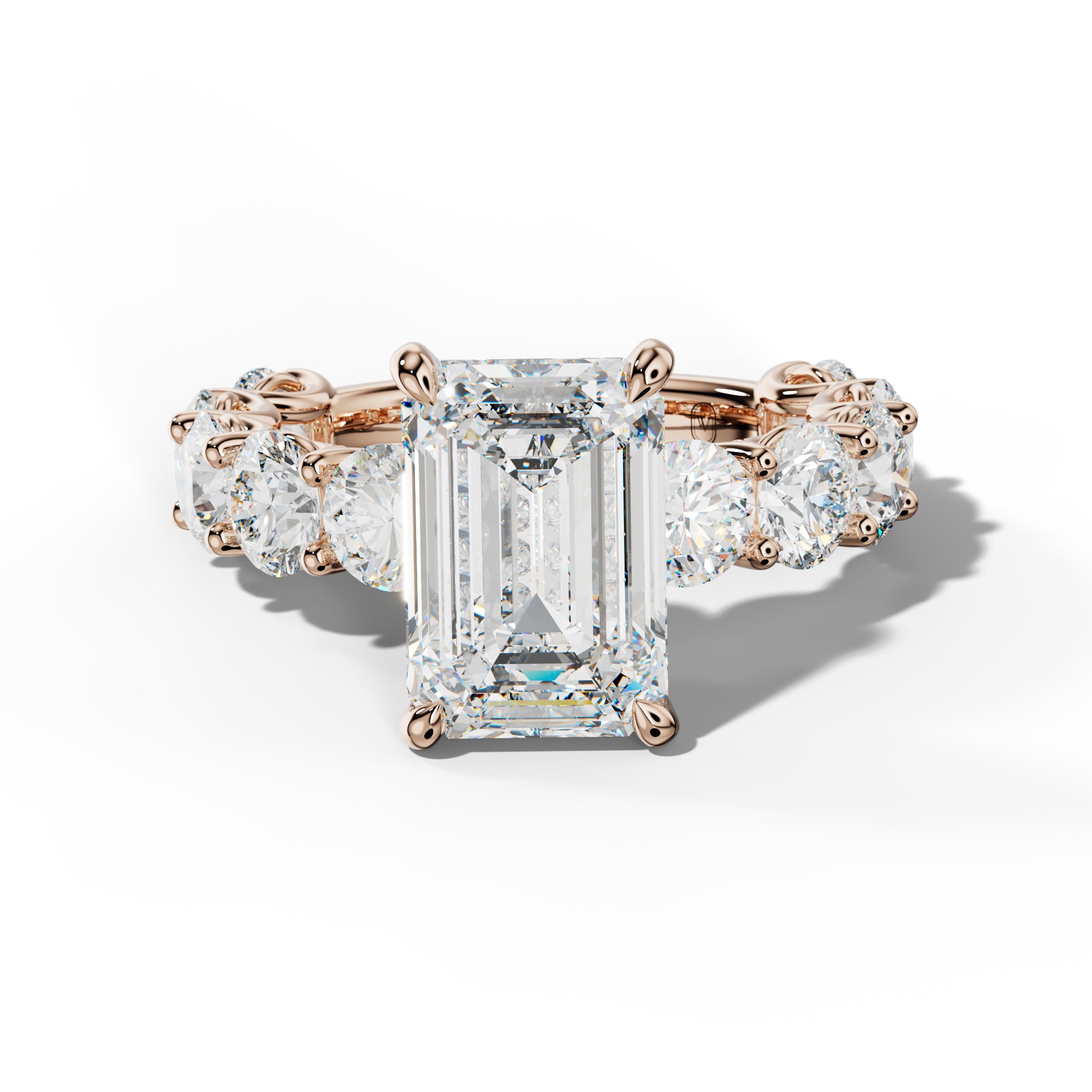 Josie Emerald Cut Engagement Ring With Round Side Stones