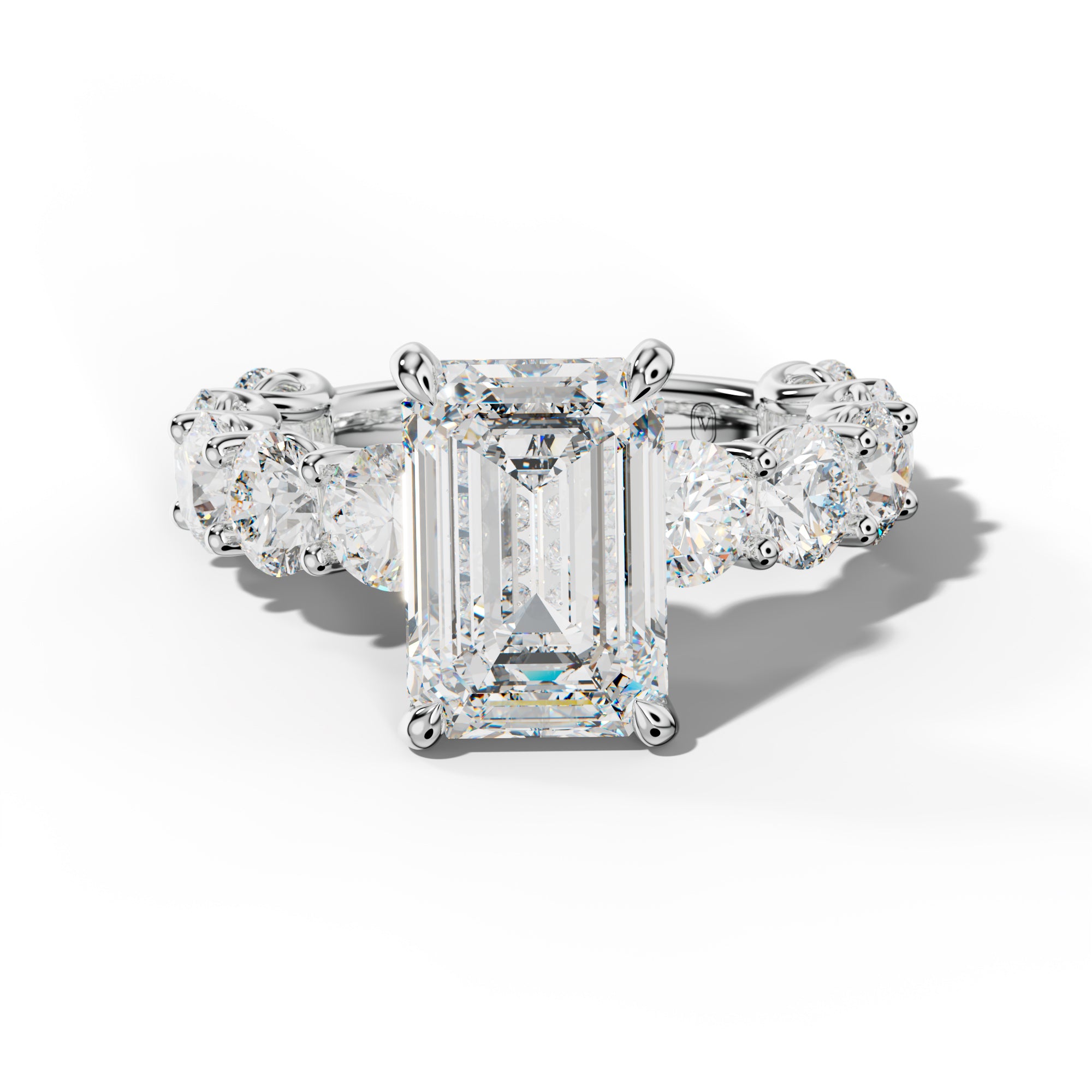 Josie Emerald Cut Engagement Ring With Round Side Stones