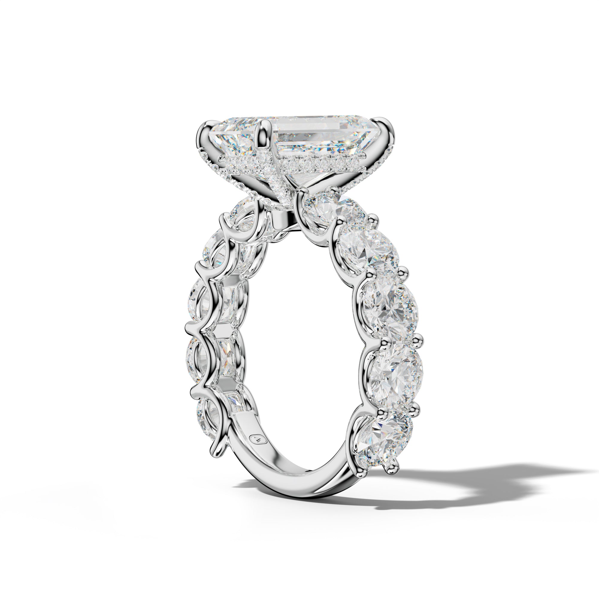 Josie Emerald Cut Engagement Ring With Round Side Stones