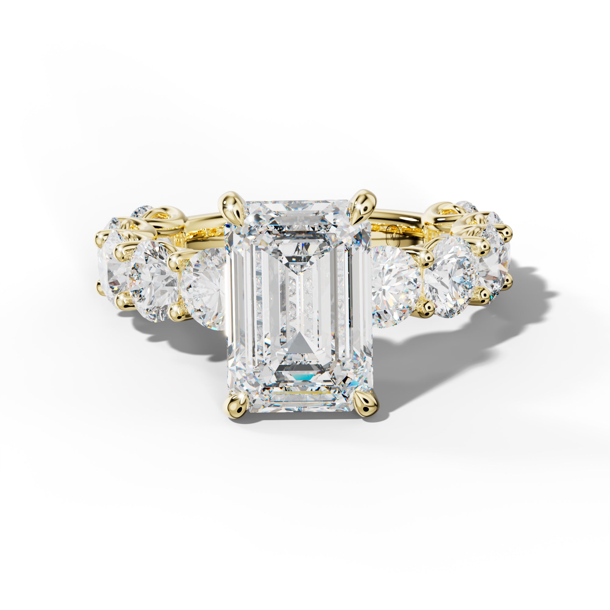 Josie Emerald Cut Engagement Ring With Round Side Stones
