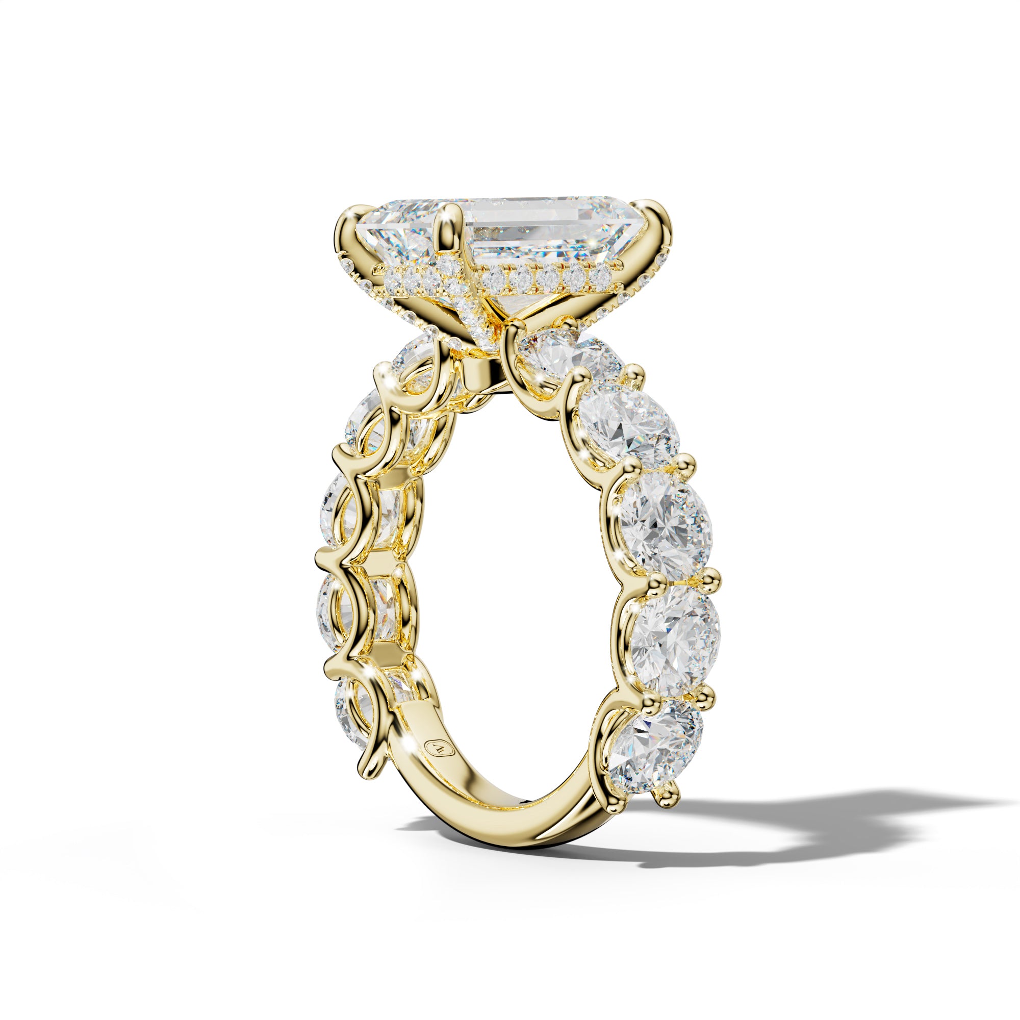 Josie Emerald Cut Engagement Ring With Round Side Stones
