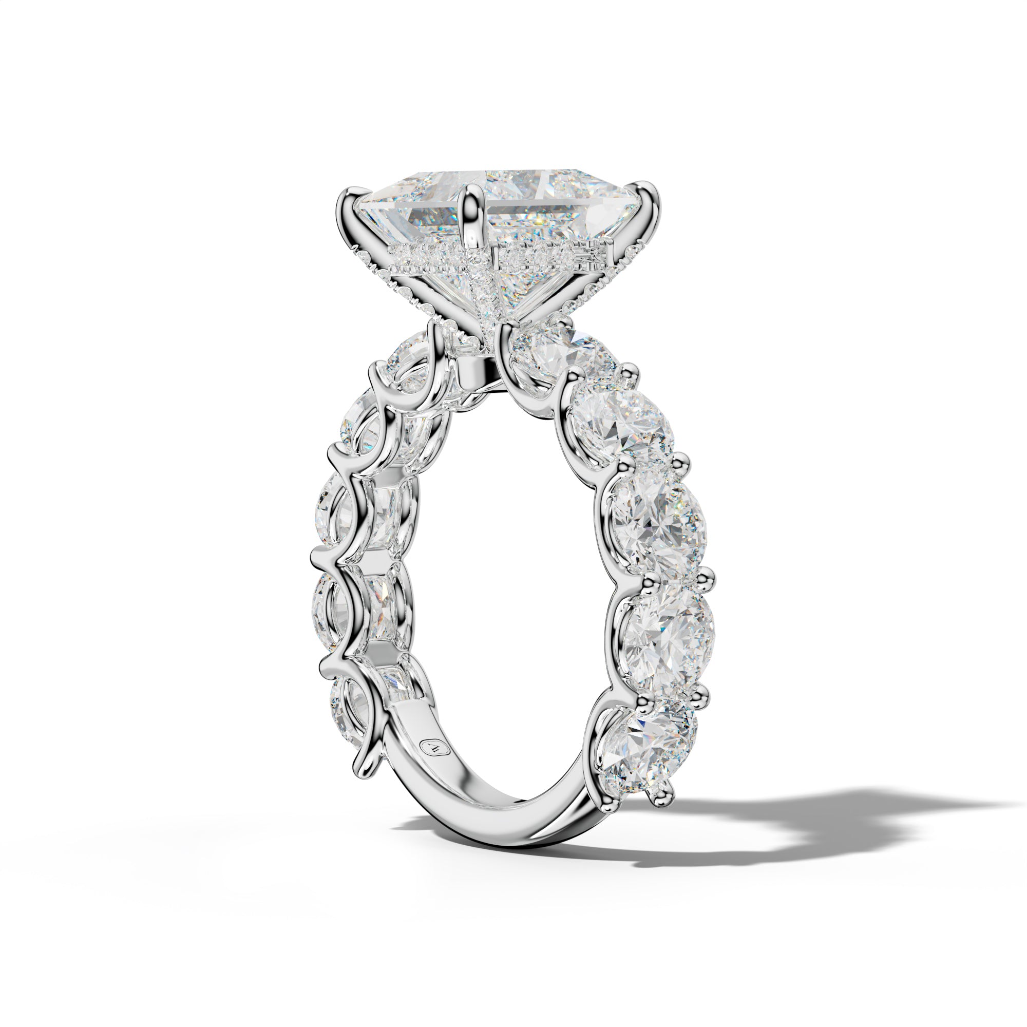 Josie Princess Cut Engagement Ring With Round Side Stones