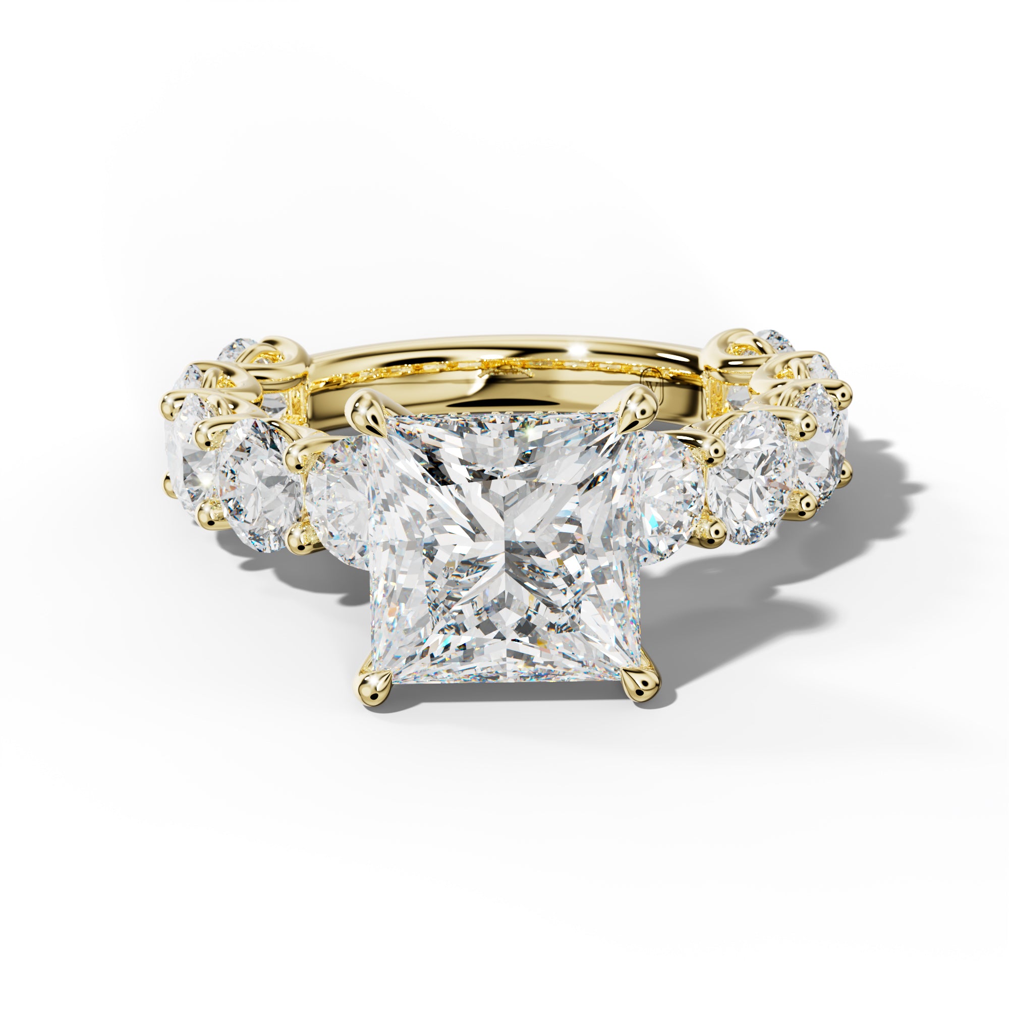Josie Princess Cut Engagement Ring With Round Side Stones