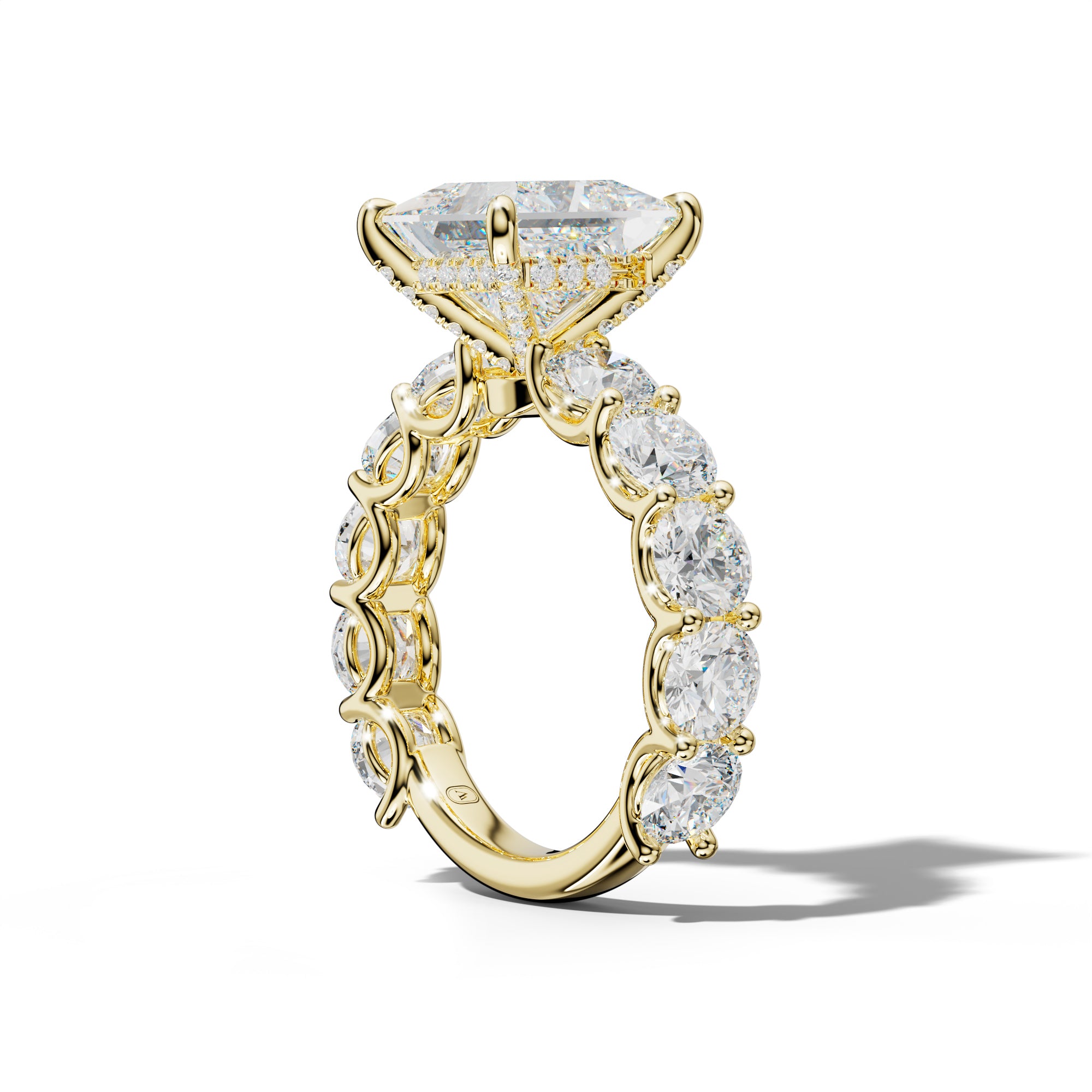 Josie Princess Cut Engagement Ring With Round Side Stones
