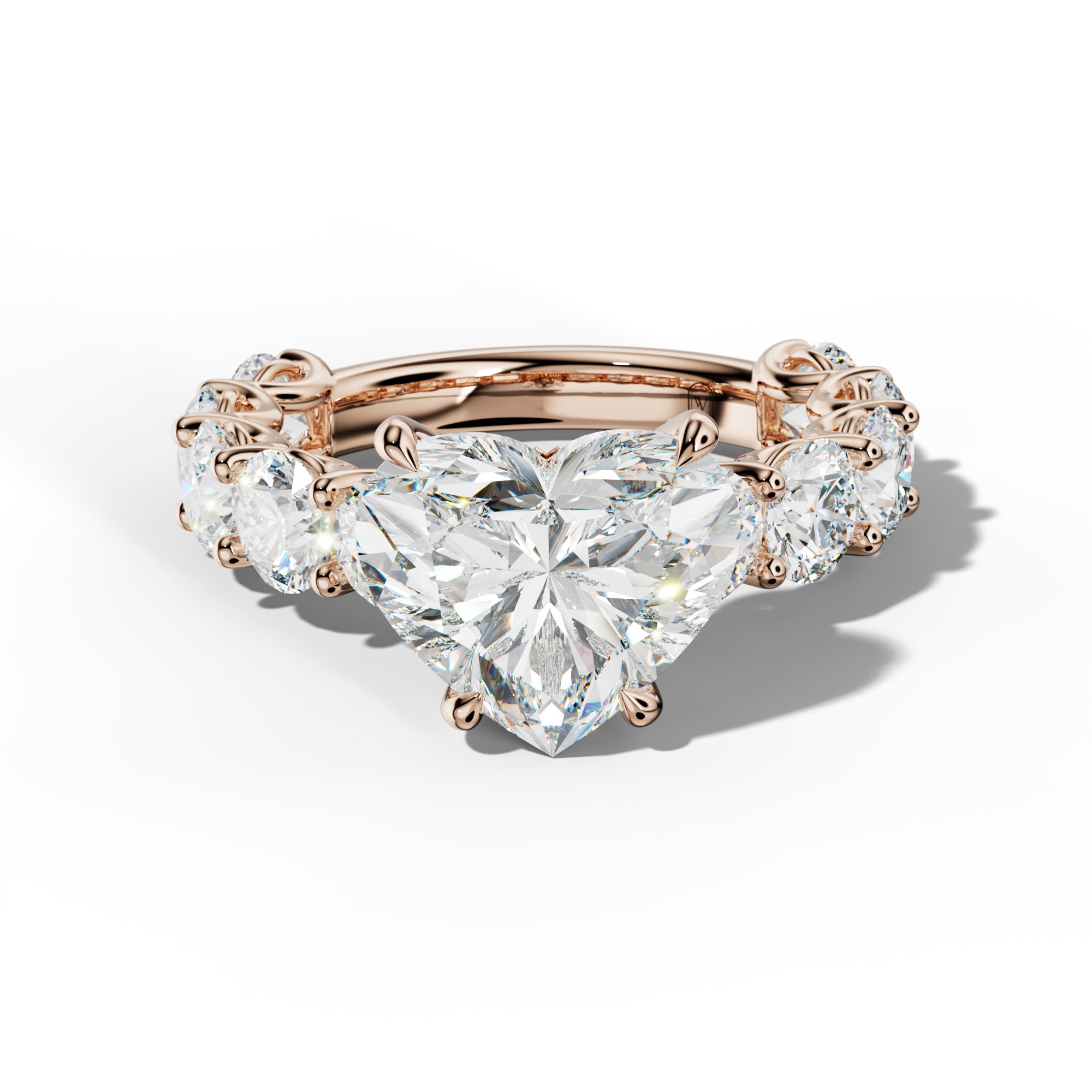 Josie Heart Diamond Engagement Ring With Round Side Stones