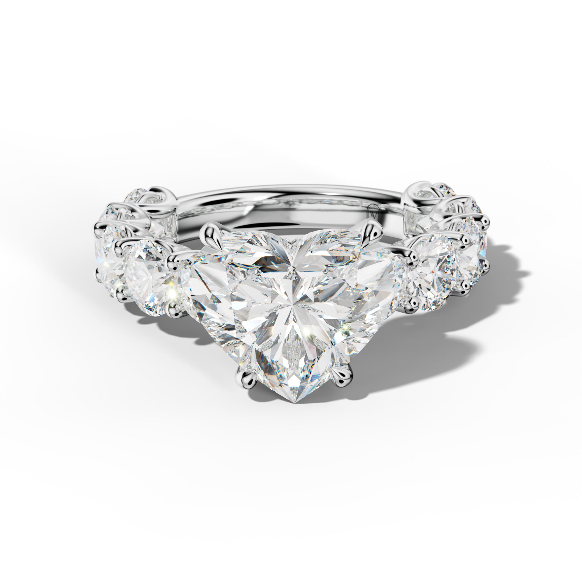 Josie Heart Diamond Engagement Ring With Round Side Stones