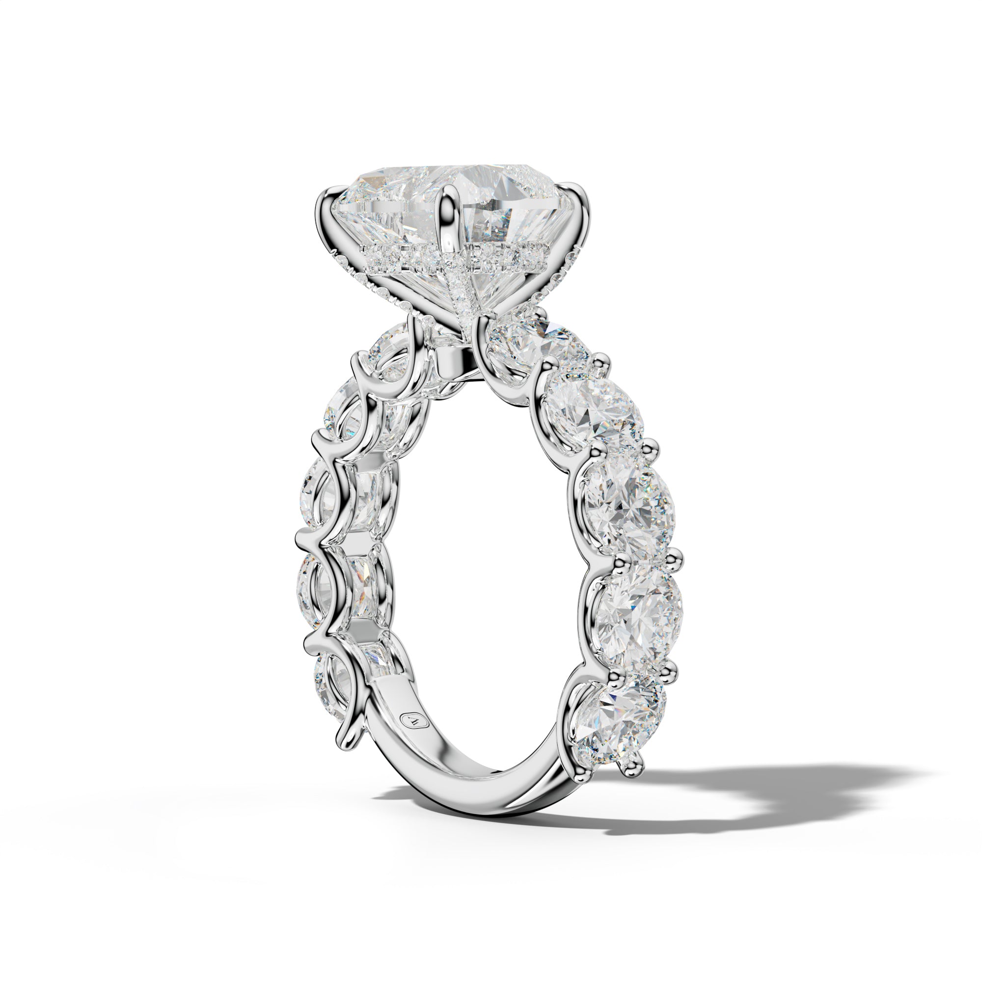 Josie Heart Diamond Engagement Ring With Round Side Stones